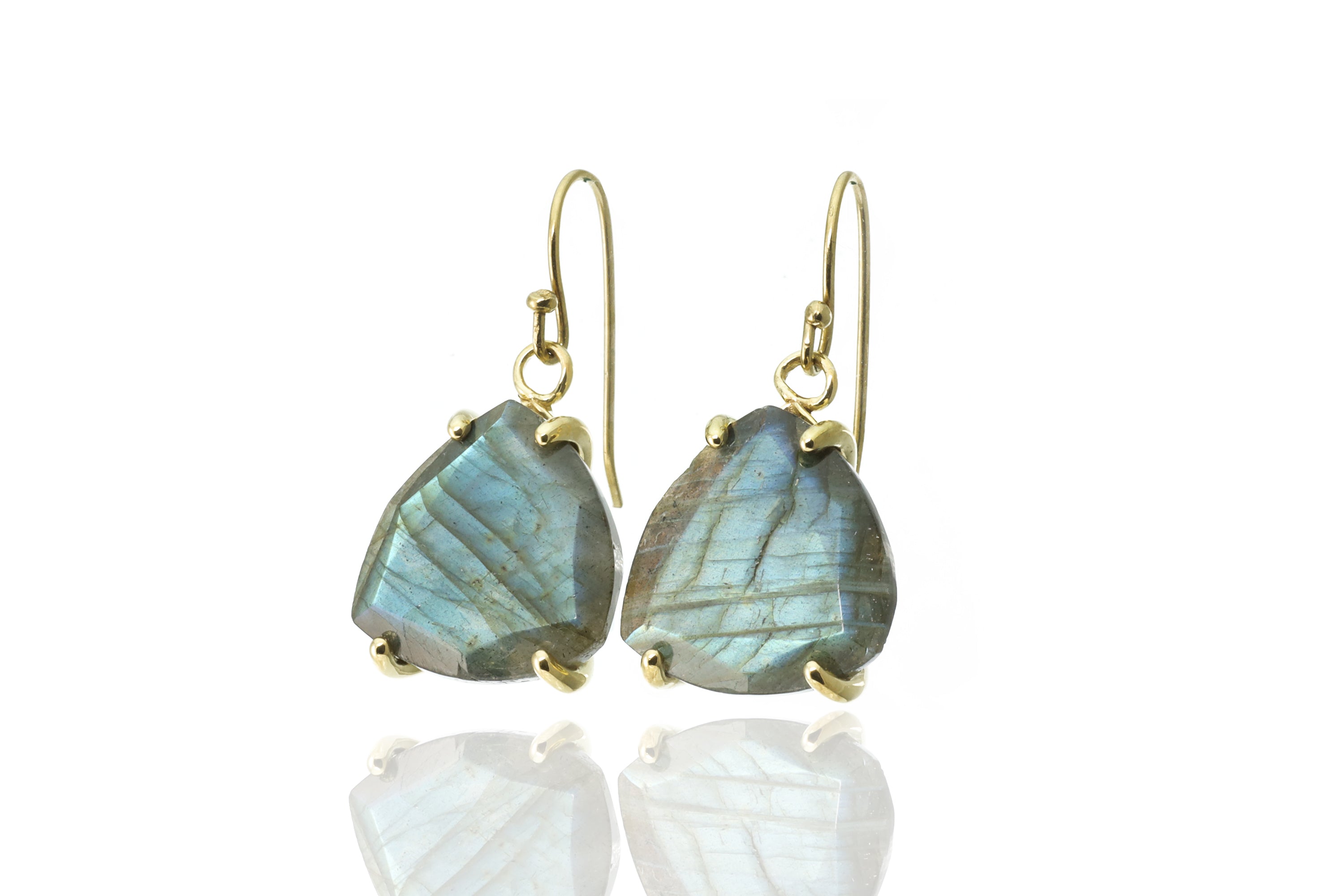 Triangle Labradorite Gold Dangling Earrings for Women Earrings Anemone Jewelry