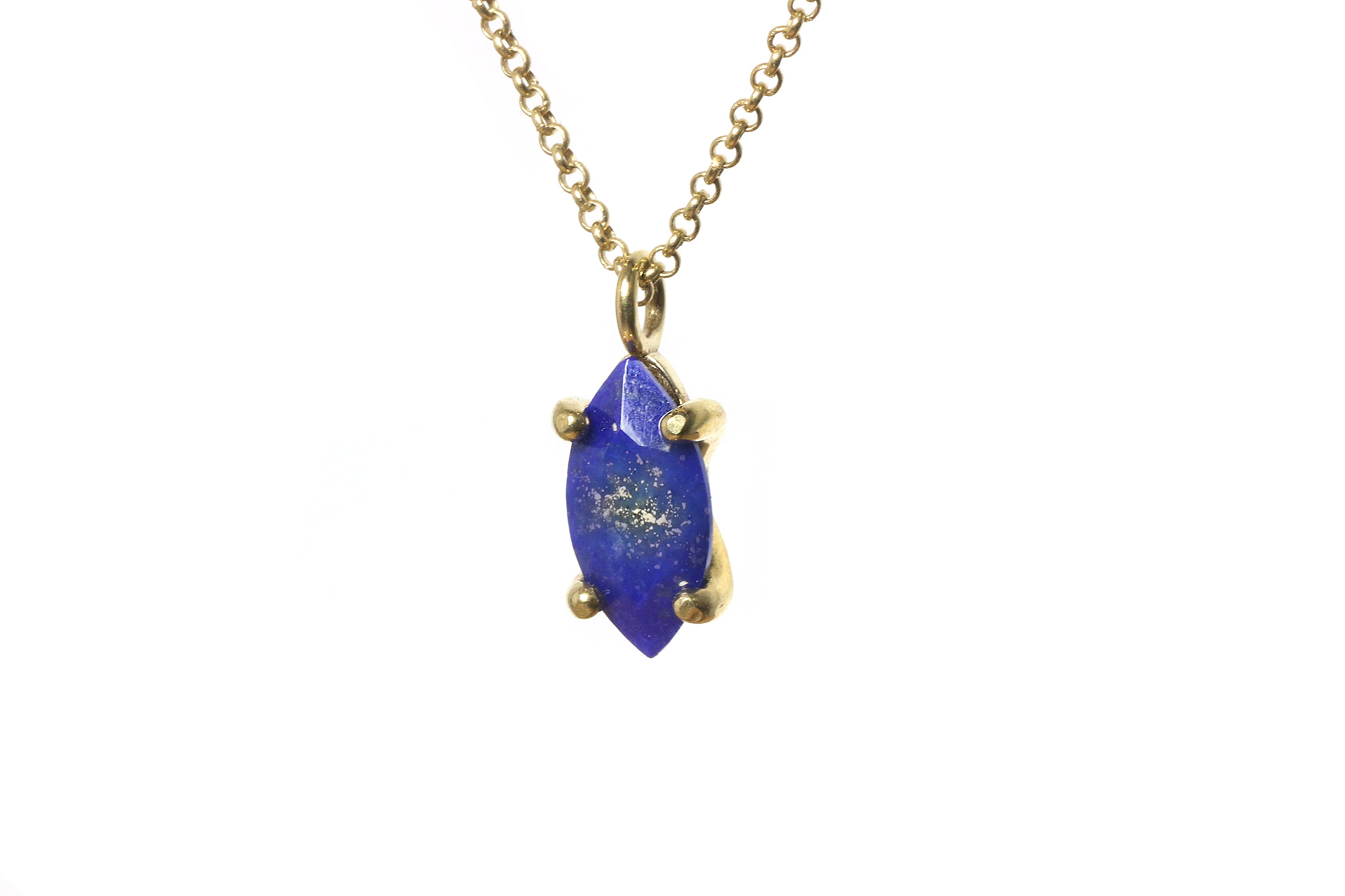 Marquise Lapis Lazuli Pendant Gold Necklace necklaces Anemone Unique