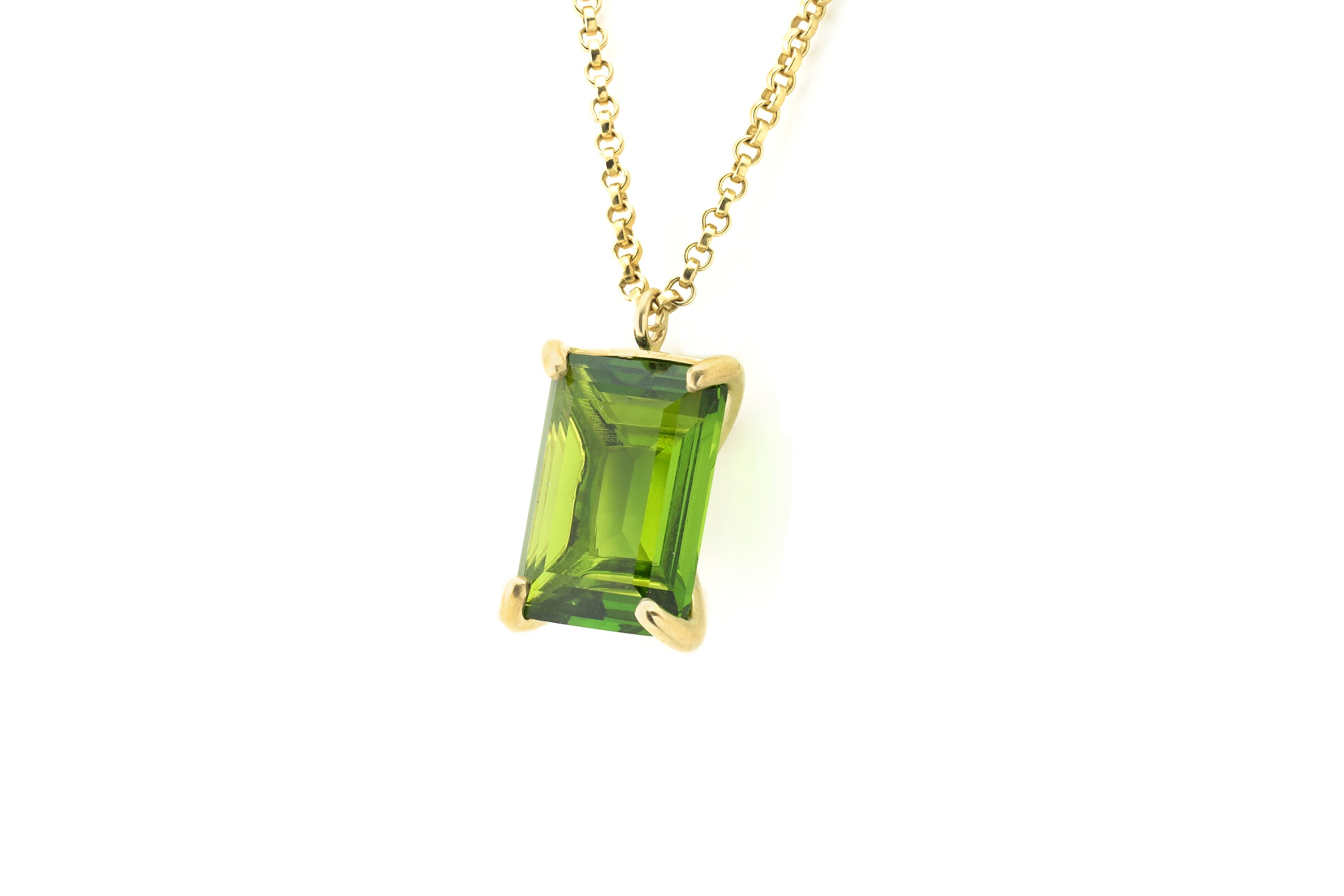 14k Gold Rectangle Peridot Gemstone Pendant Necklace necklaces Anemone Jewelry