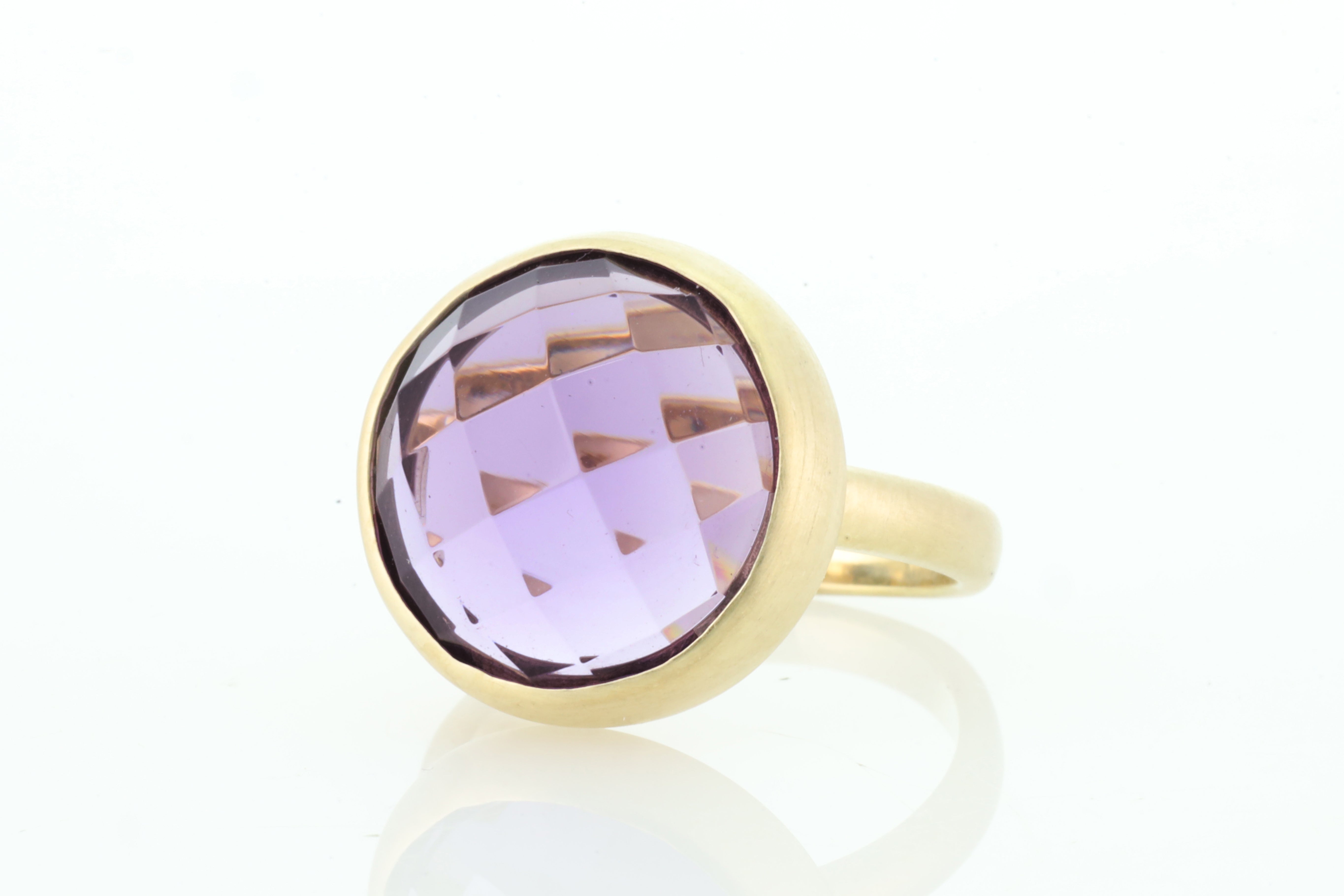 Amethyst Bezel Set Gold Gemstone Ring Rings Anemone Limited