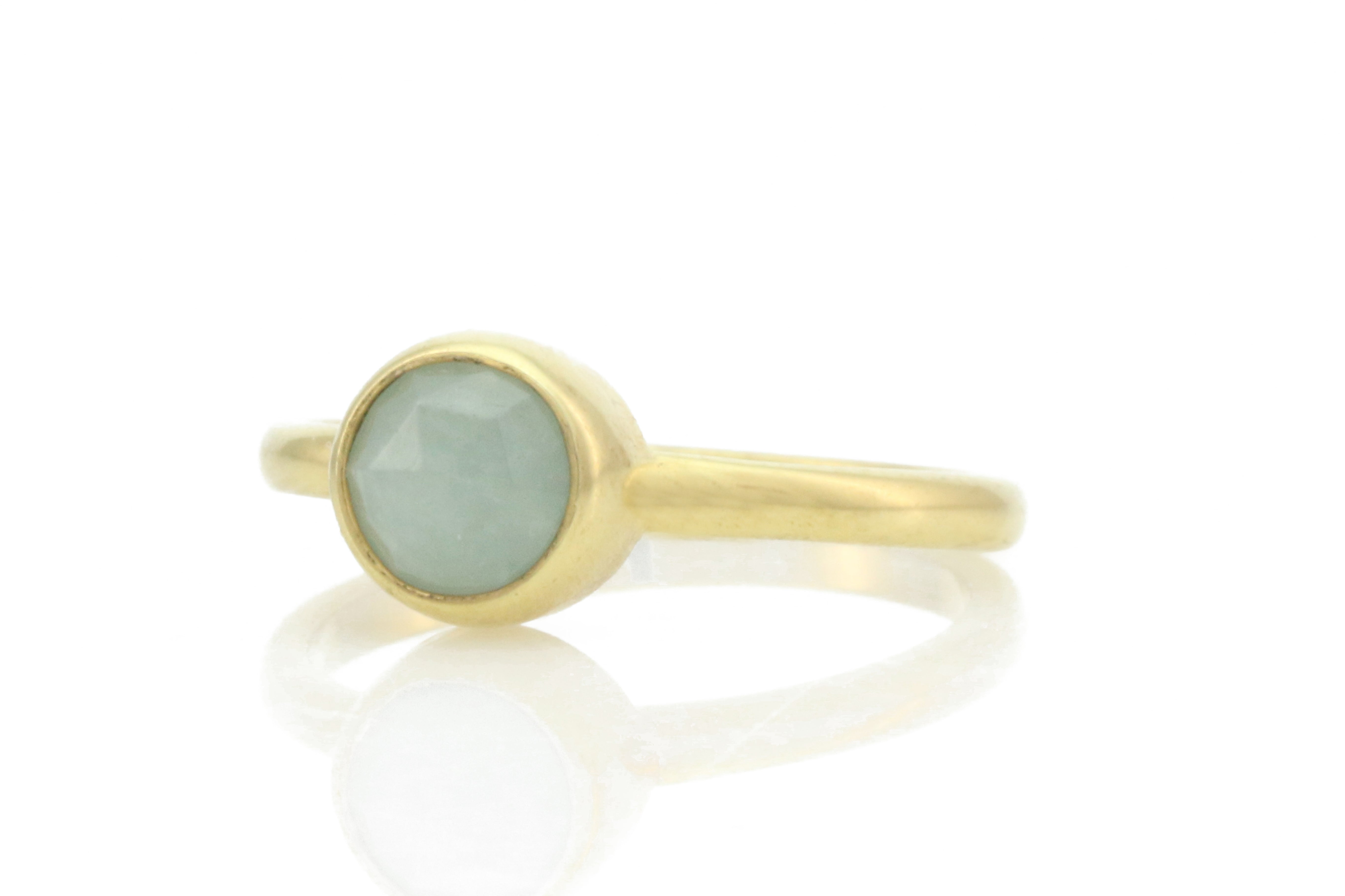 Stackable Aquamarine Bezel Set Gold Ring Rings Anemone Limited