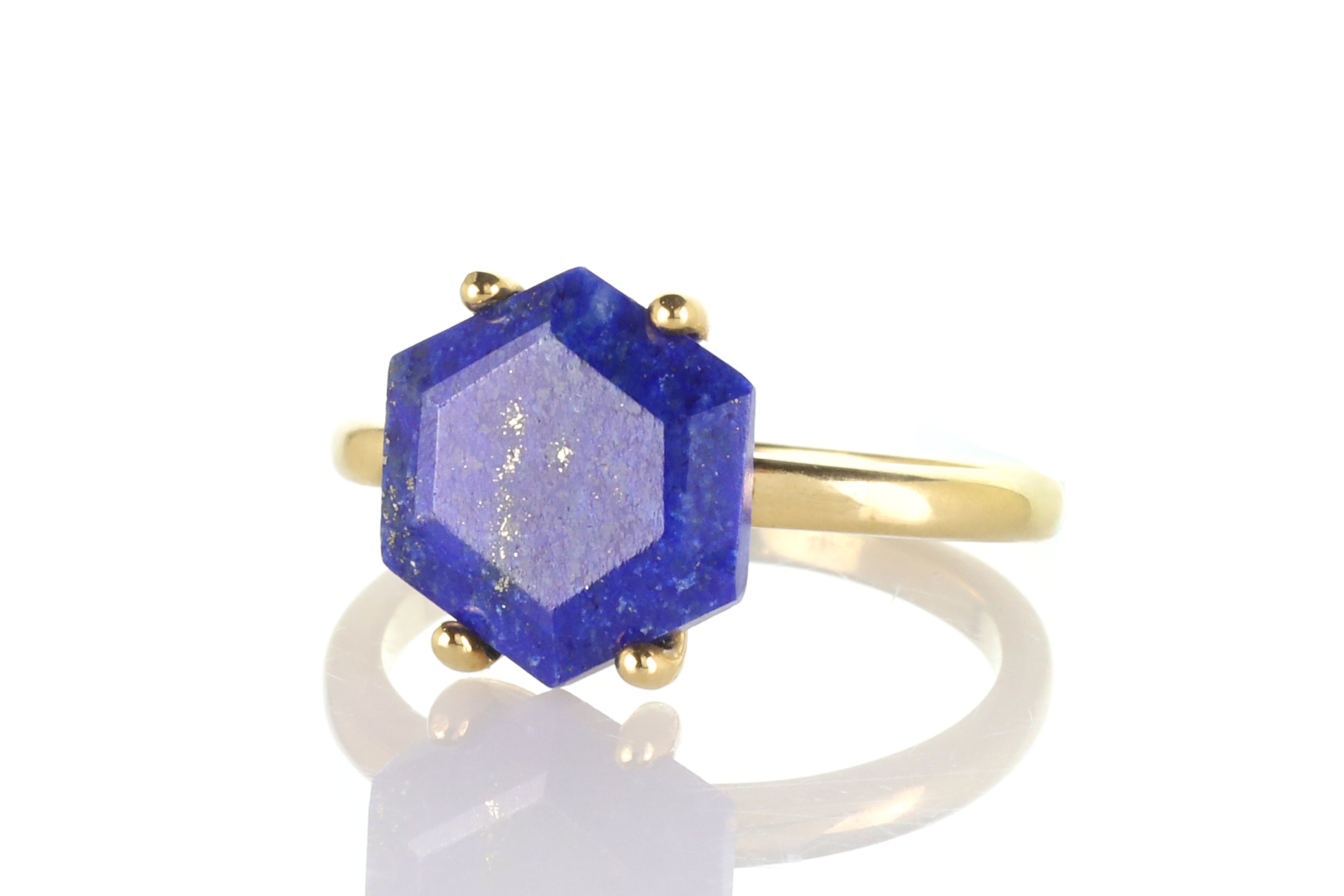 Artisan Lapis Lazuli Stone Gold Ring Rings Anemone Unique