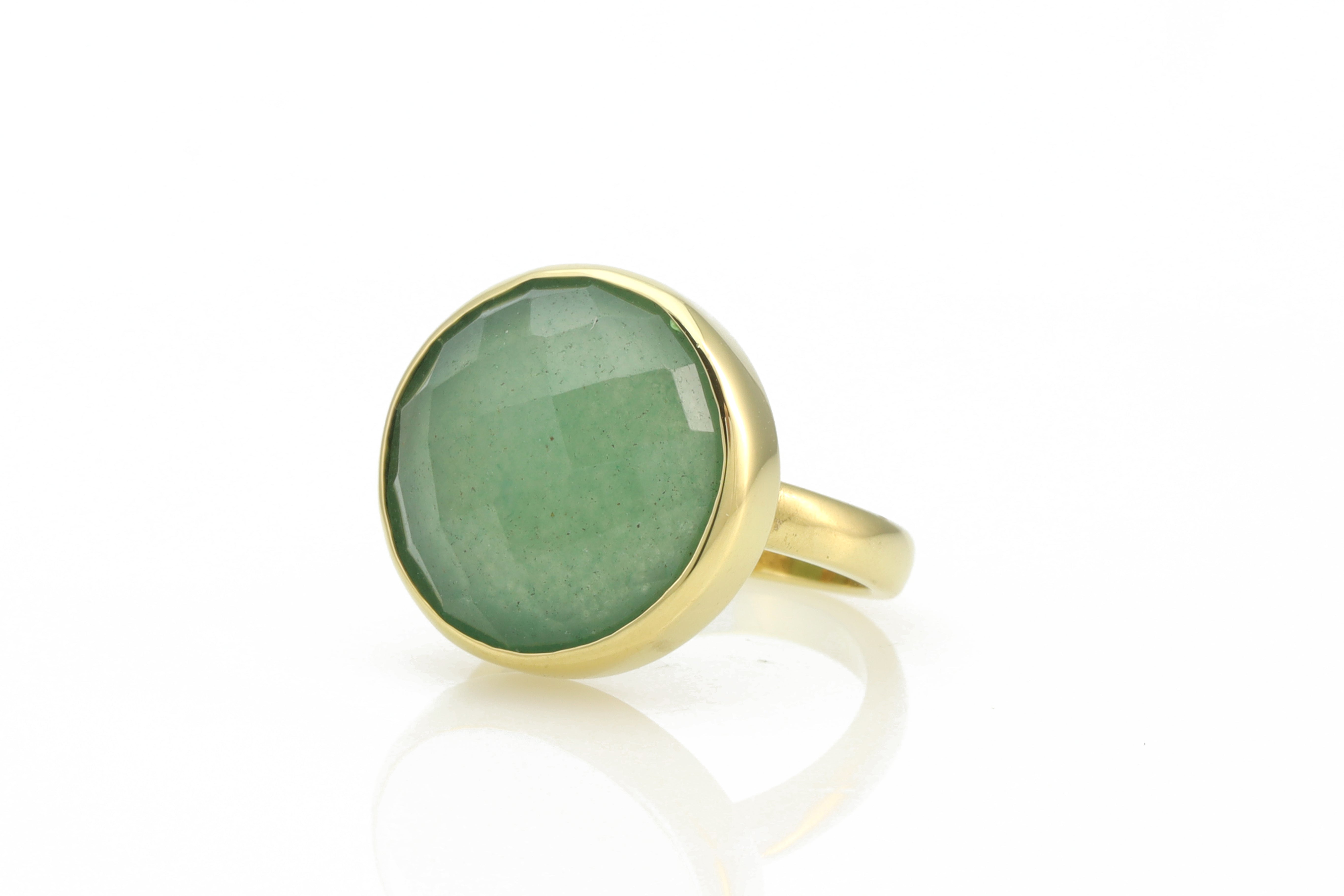Large Bezel Set Aventurine Statement Ring in Gold Rings Anemone Limited