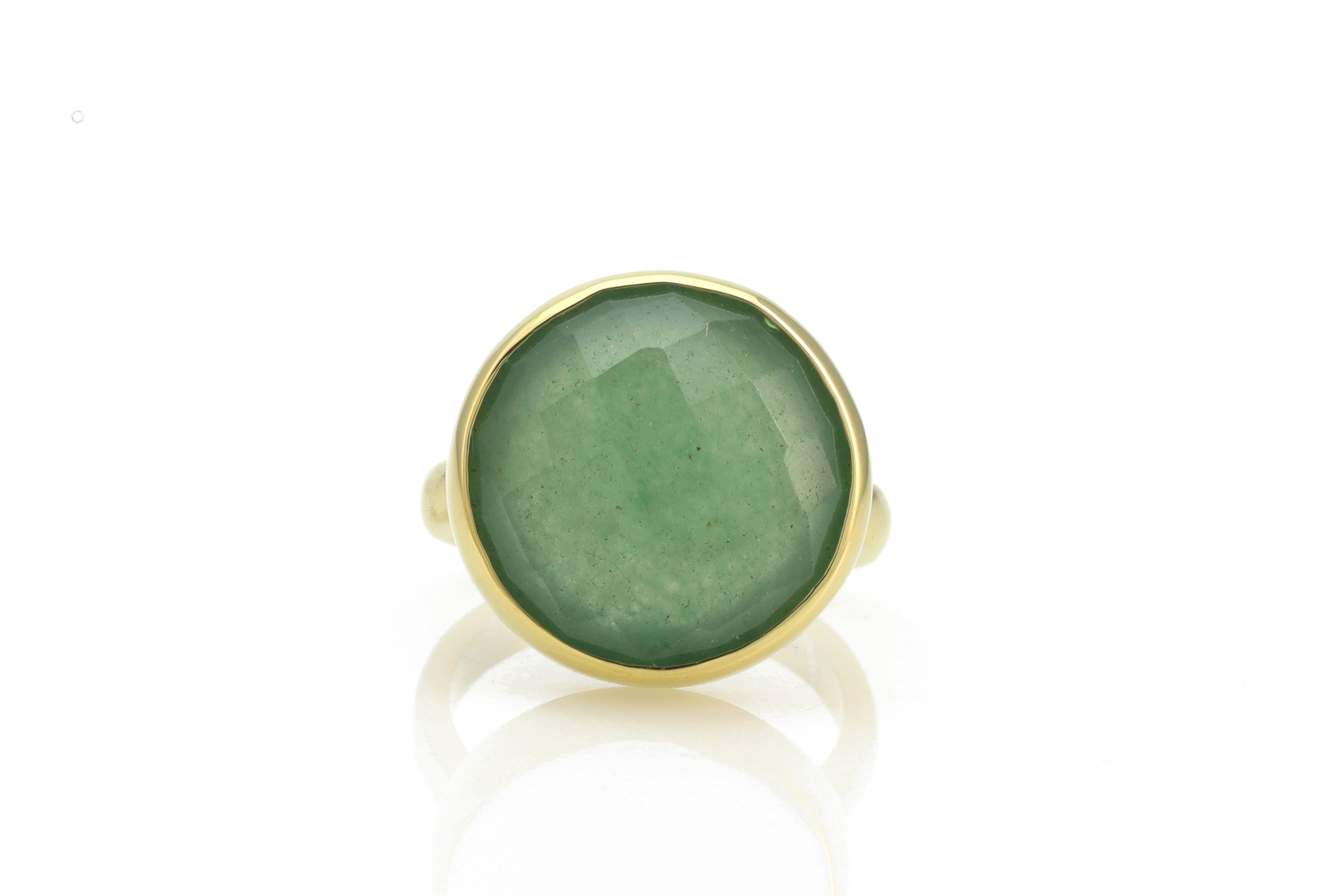 Large Bezel Set Aventurine Statement Ring in Gold Rings Anemone Limited