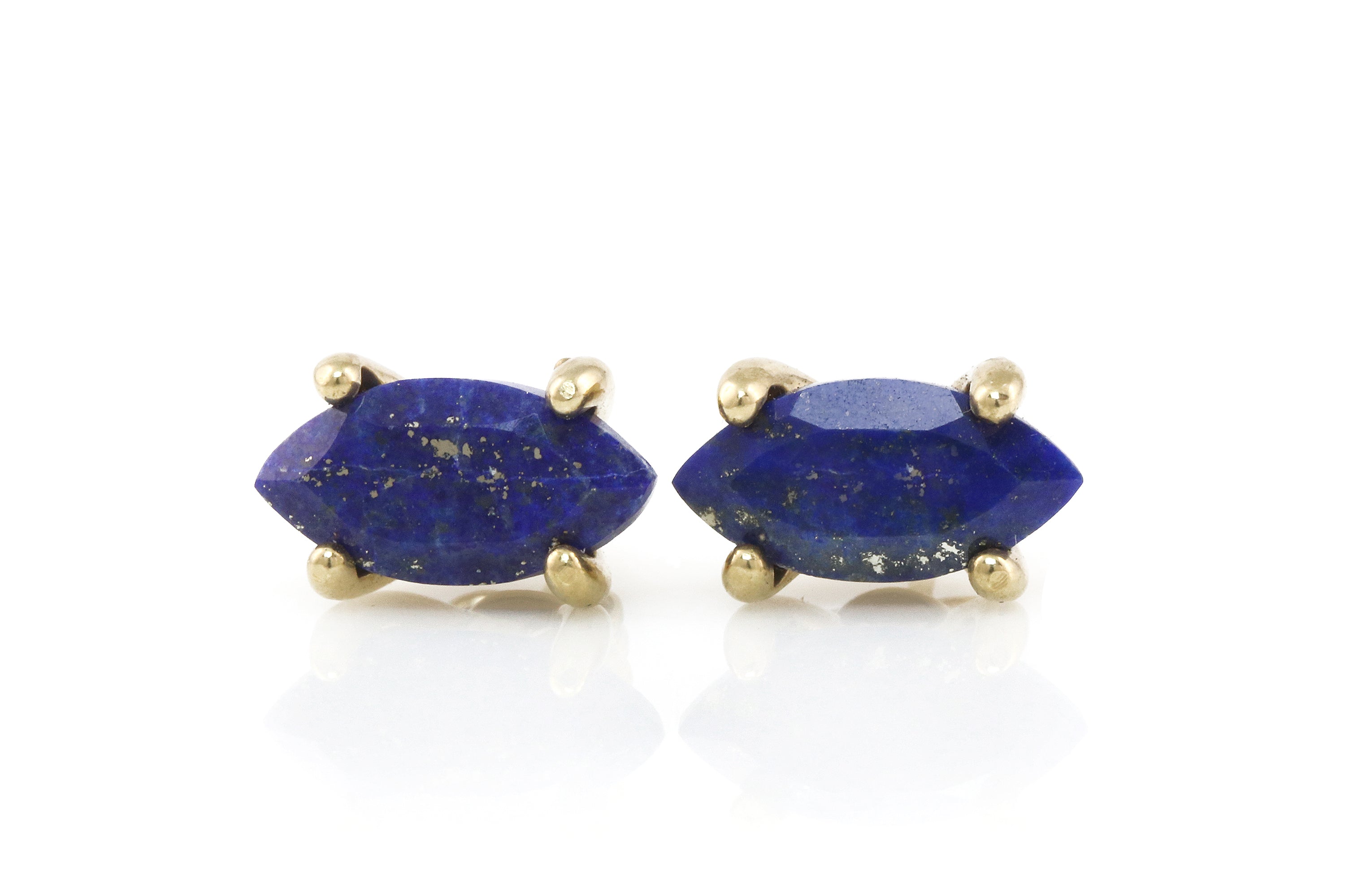 Gold Marquise Lapis Lazuli Earrings Earrings Anemone Unique