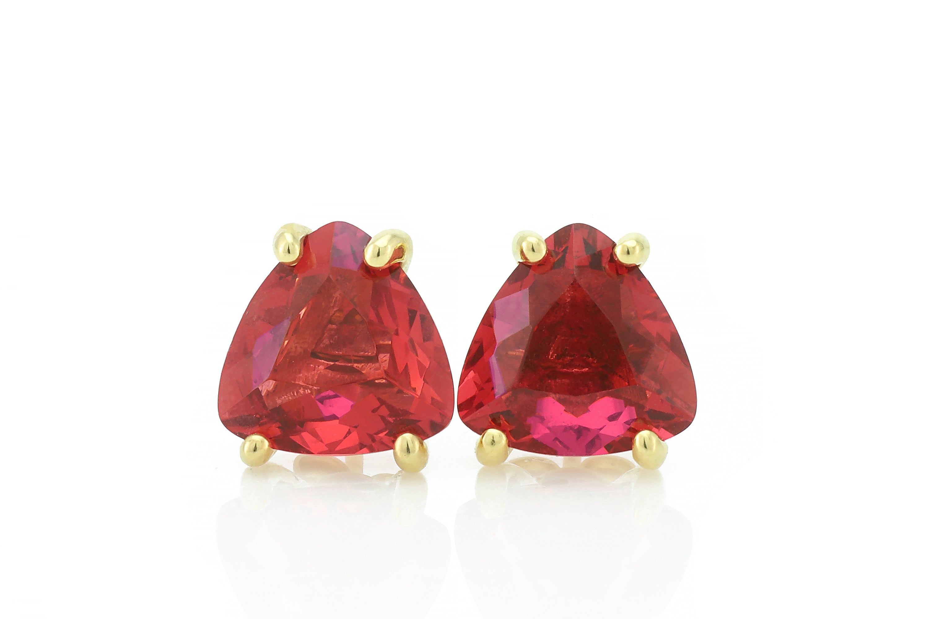 Trillion Cut Pink Tourmaline Gold Earrings Earrings Anemone Unique
