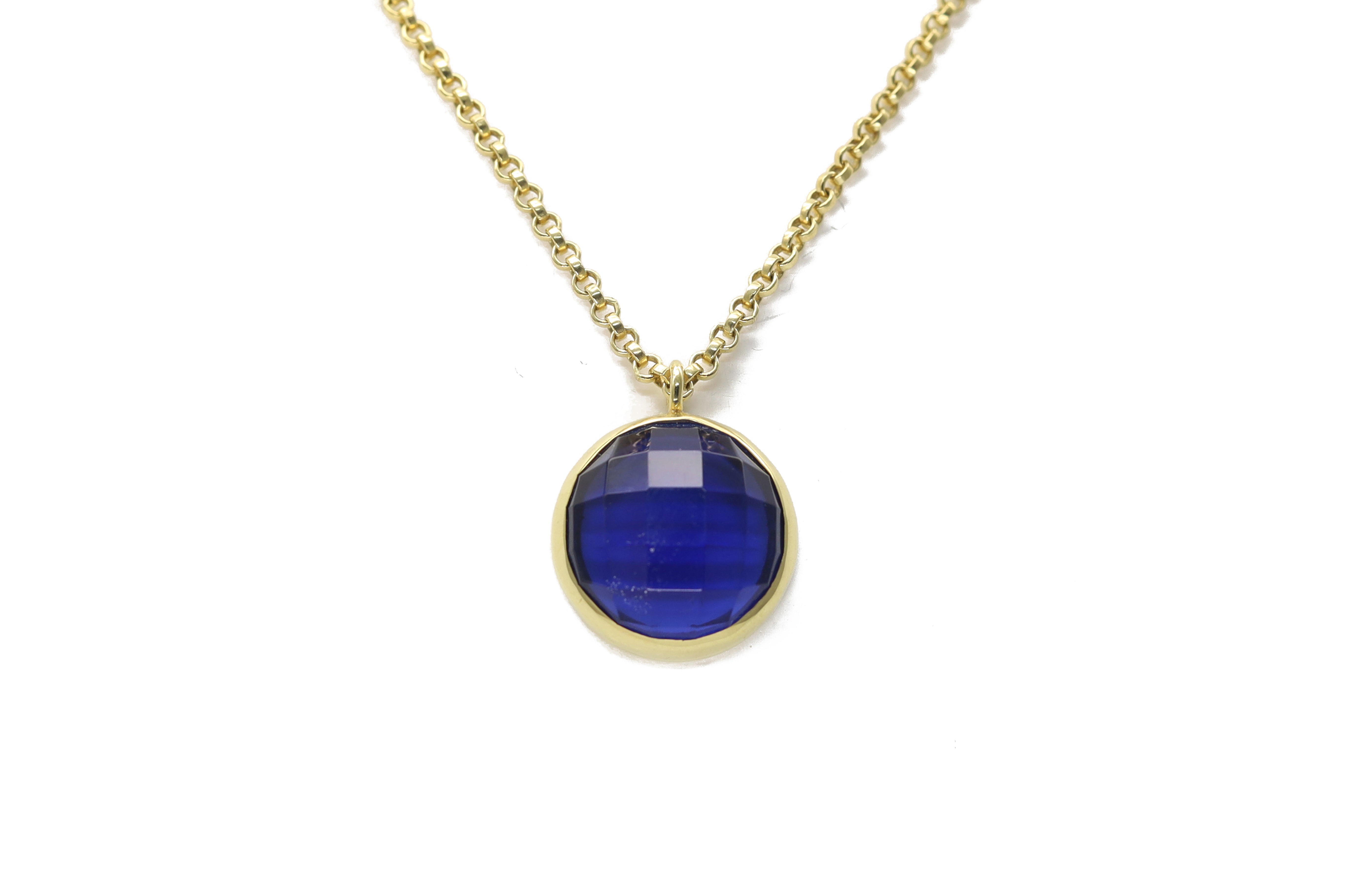 Round Sapphire Pendant Necklace in 925 Silver necklaces Anemone Limited