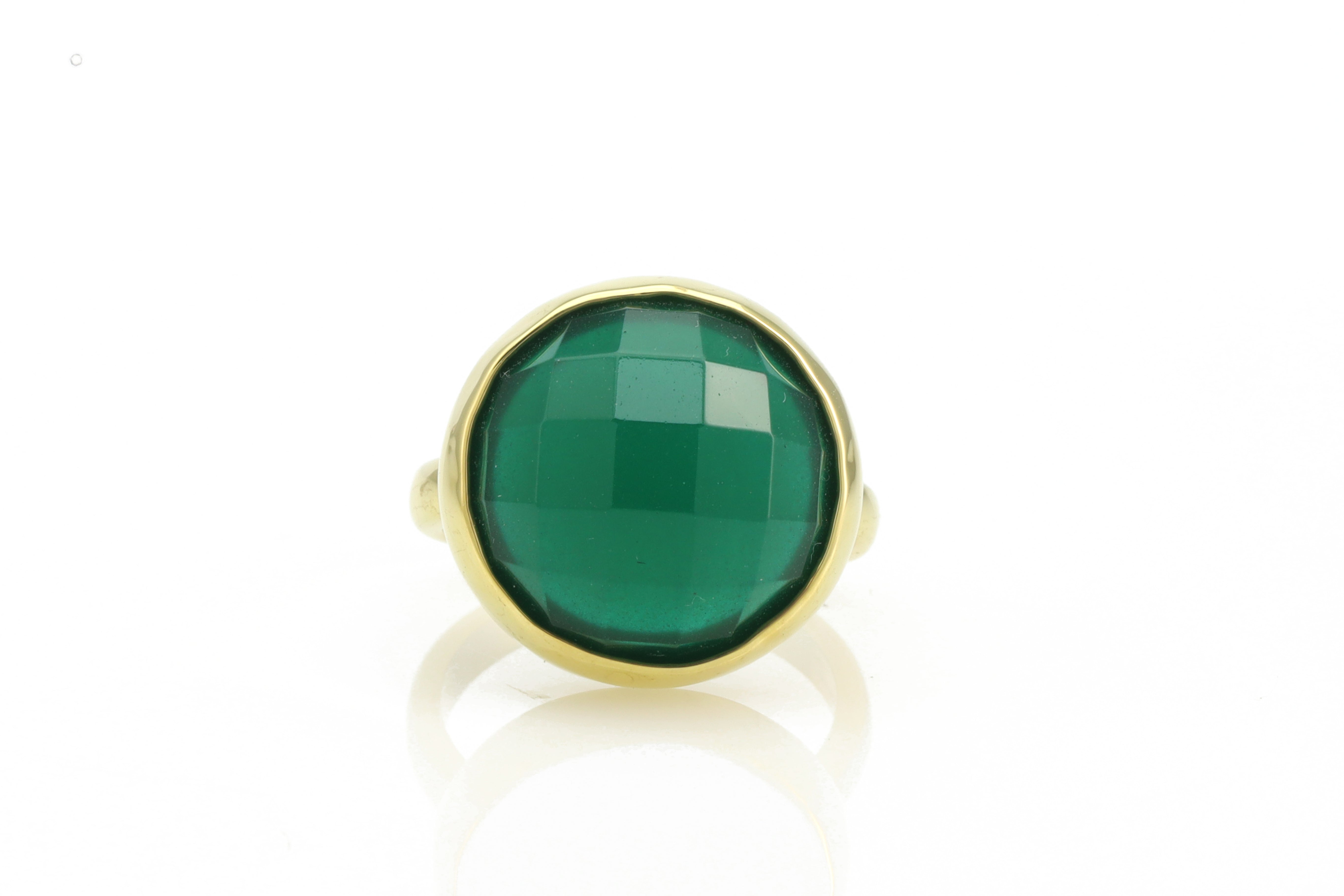 Semiprecious Green Onyx 14k Gold Bezel Set Ring Rings Anemone Limited
