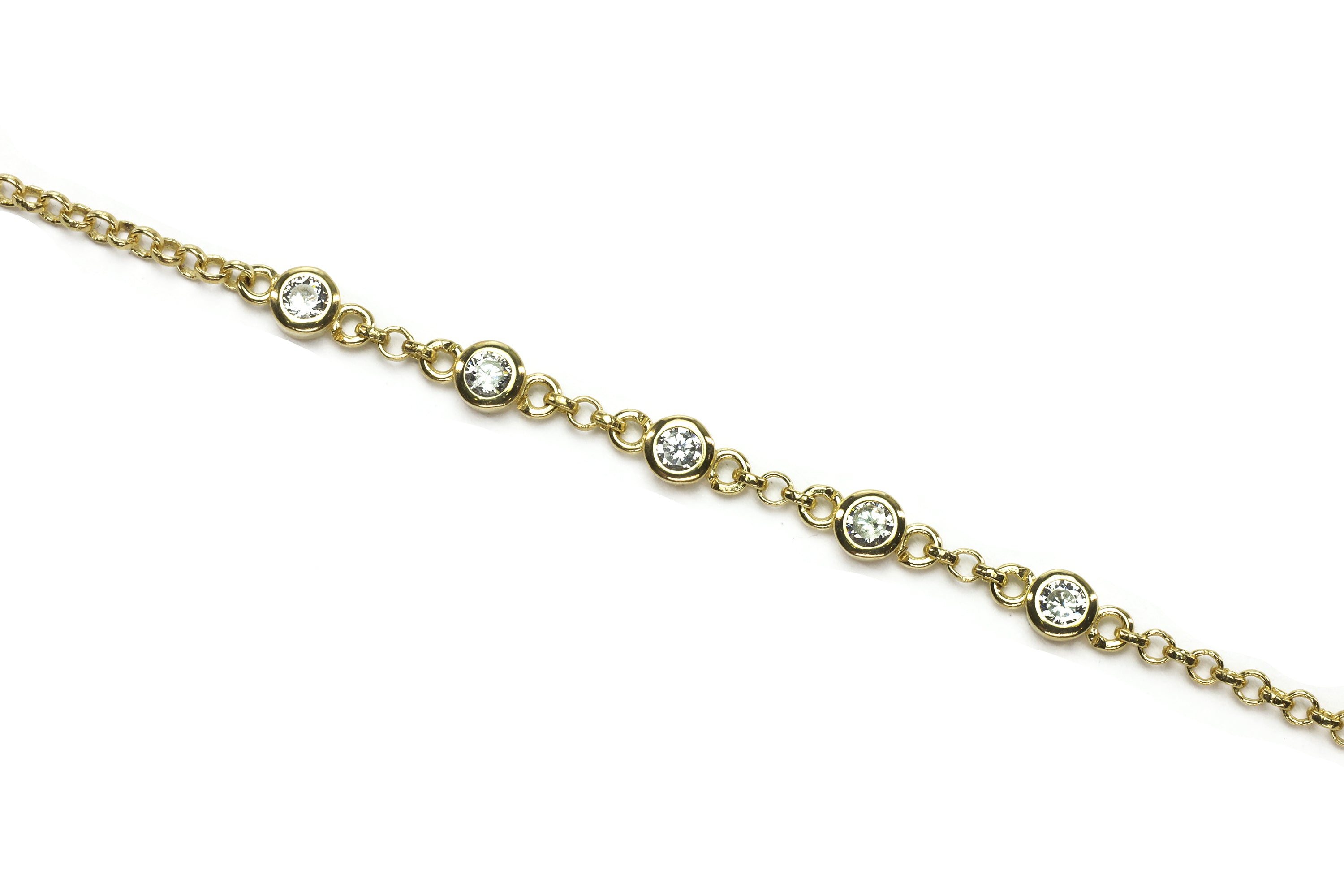 Minimalist Gold Chain Bracelet with Cubic Zirconia Charms Bracelets Anemone Unique