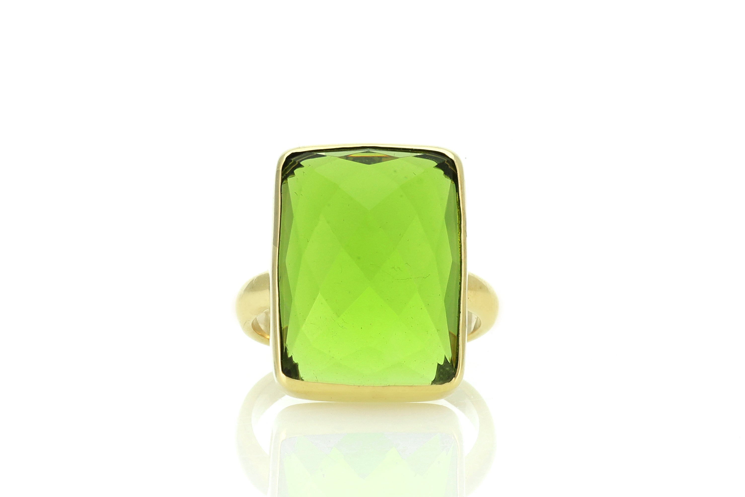 Bezel Set Rectangle Peridot Gold Filled Ring Rings Anemone Limited