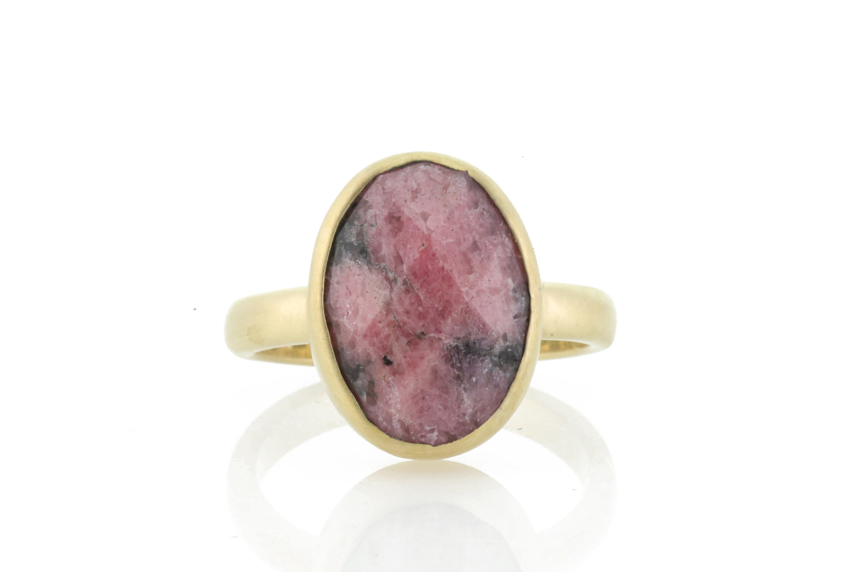 Bezel Set Oval Pink Rhodonite Ring Rings Anemone Limited