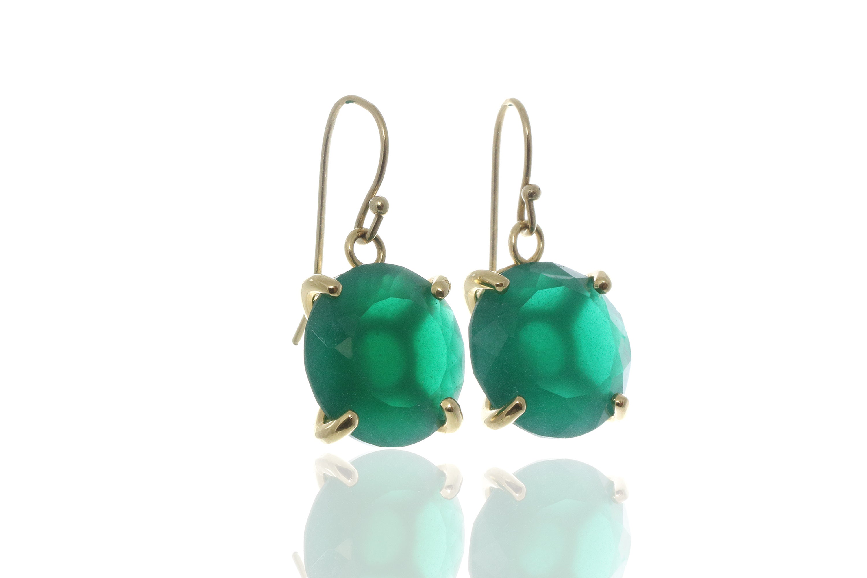 Green Onyx Crystal Gold Dangling Earrings Earrings Anemone Jewelry