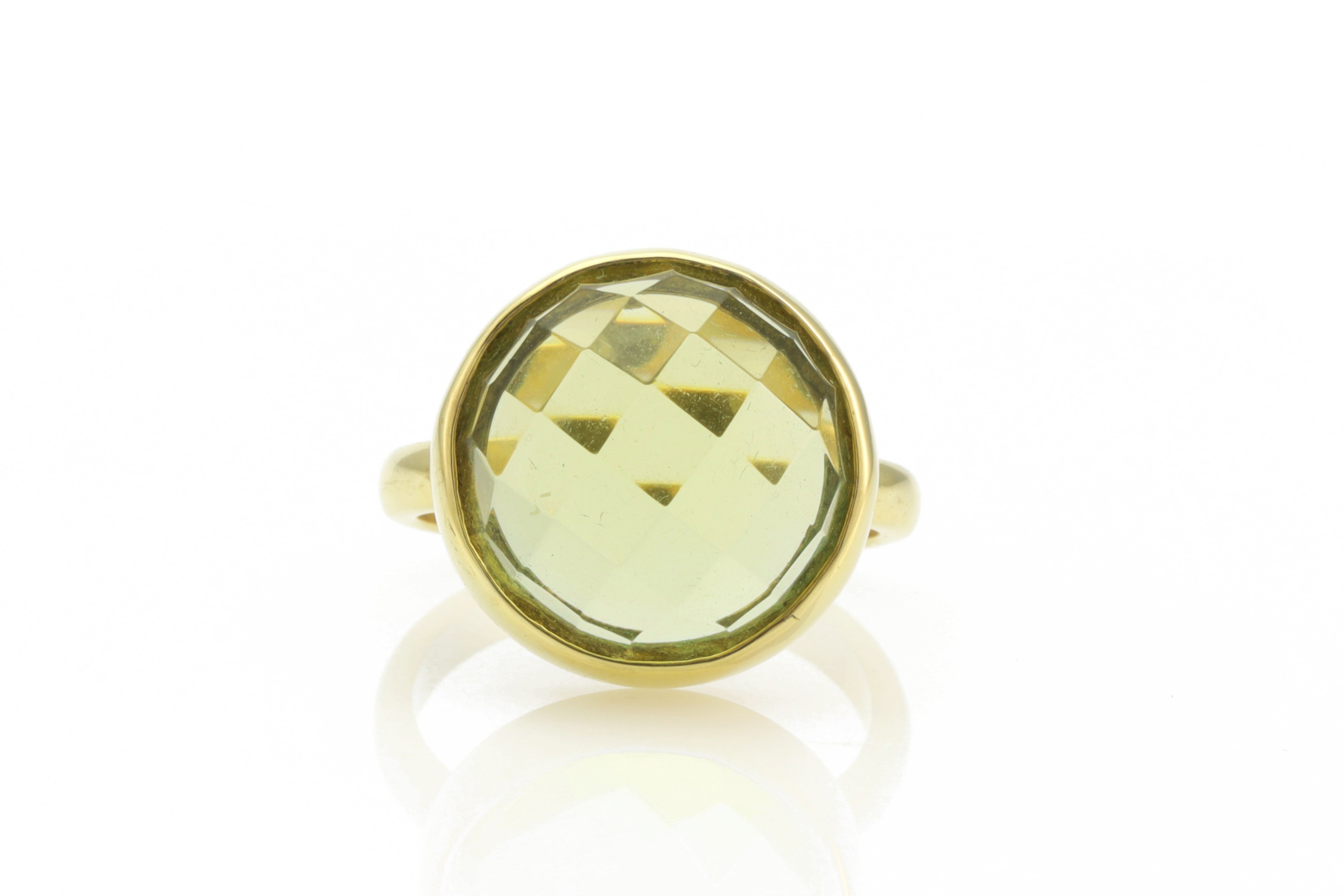 Bezel Set Lemon Quartz Faceted Ring in Gold Rings Anemone Limited
