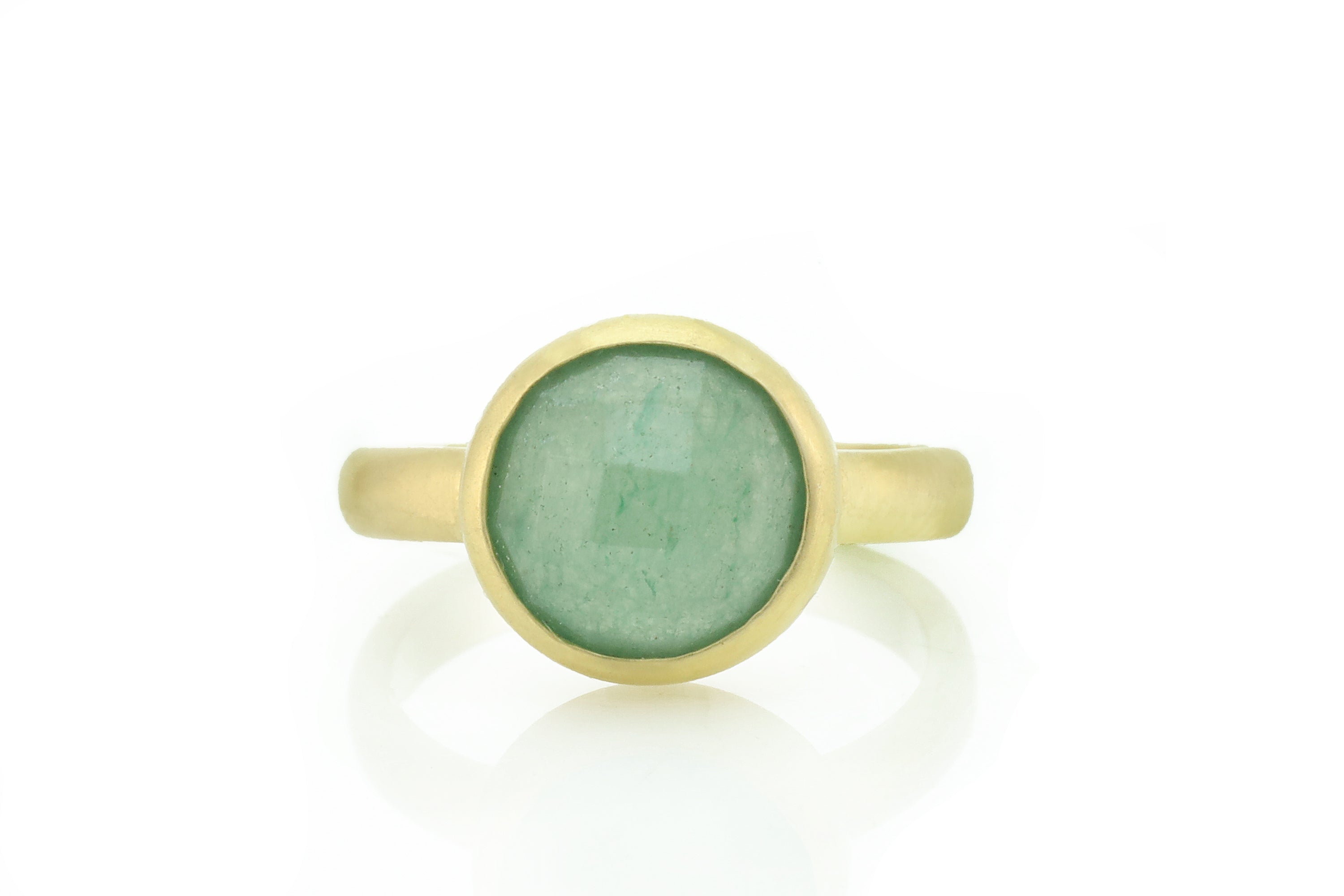 10mm Green Aventurine Round Gold Ring Rings Anemone Limited