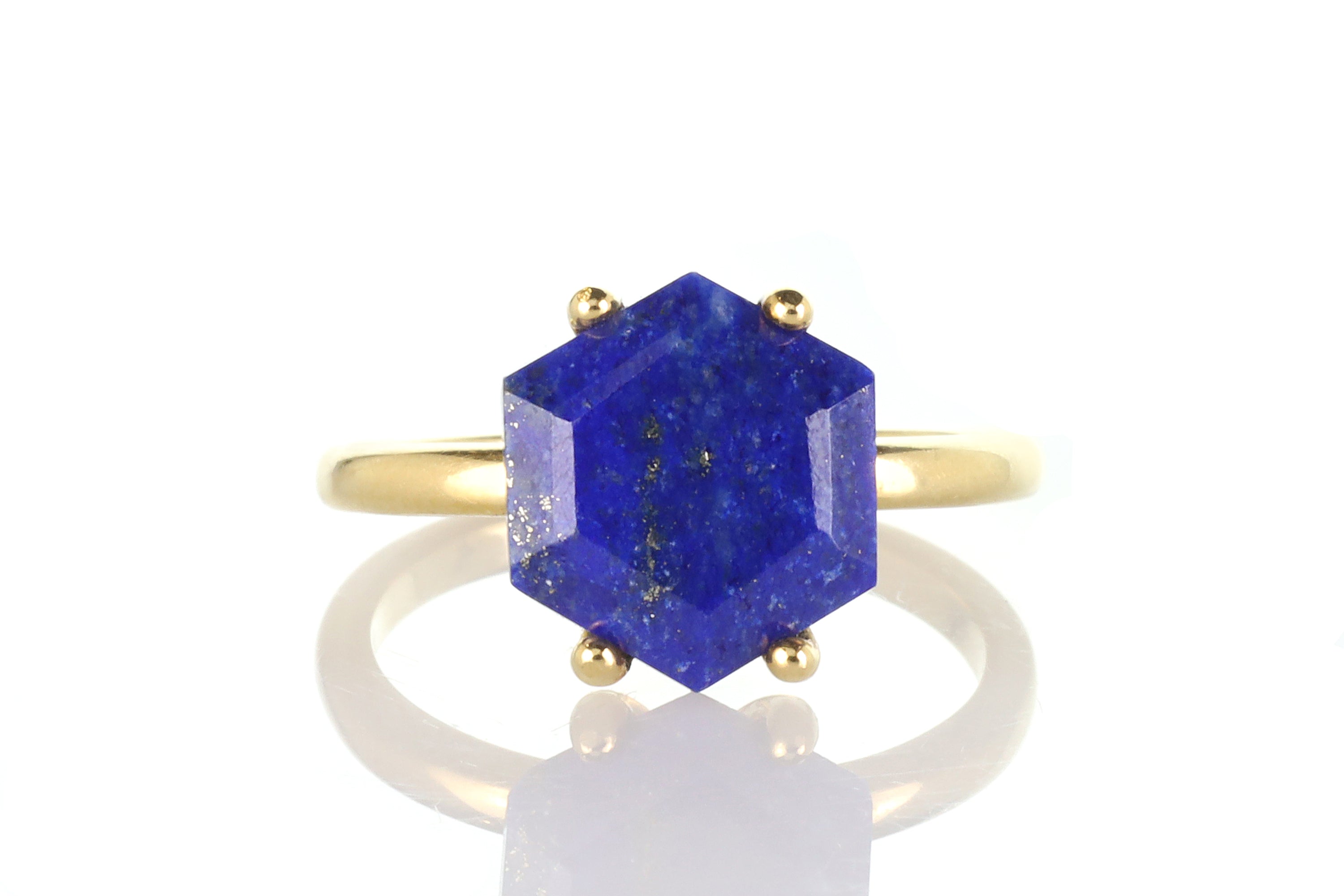 Artisan Lapis Lazuli Stone Gold Ring Rings Anemone Unique