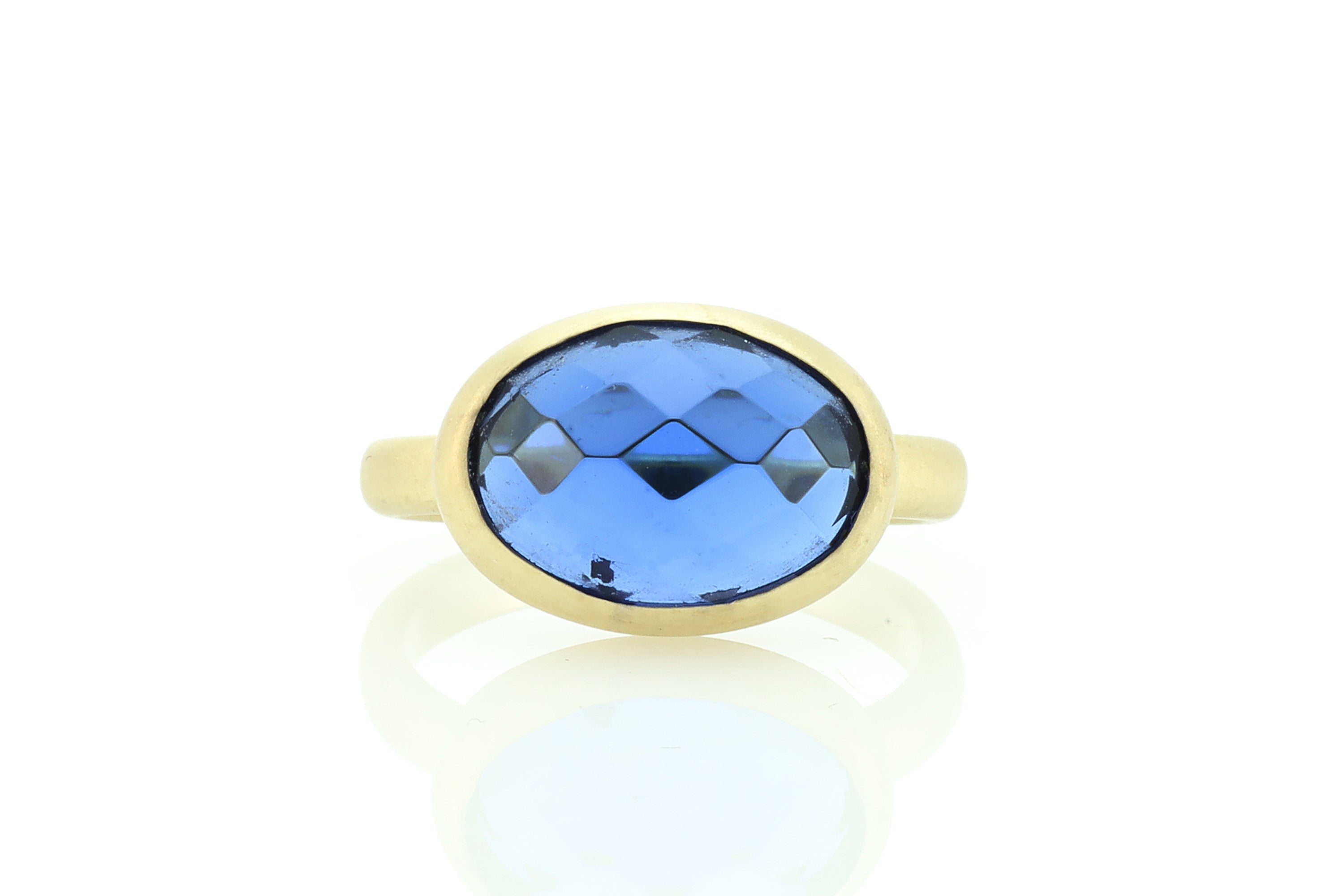 Oval Sapphire Bezel Set in Elegant Gold Ring Rings Anemone Limited