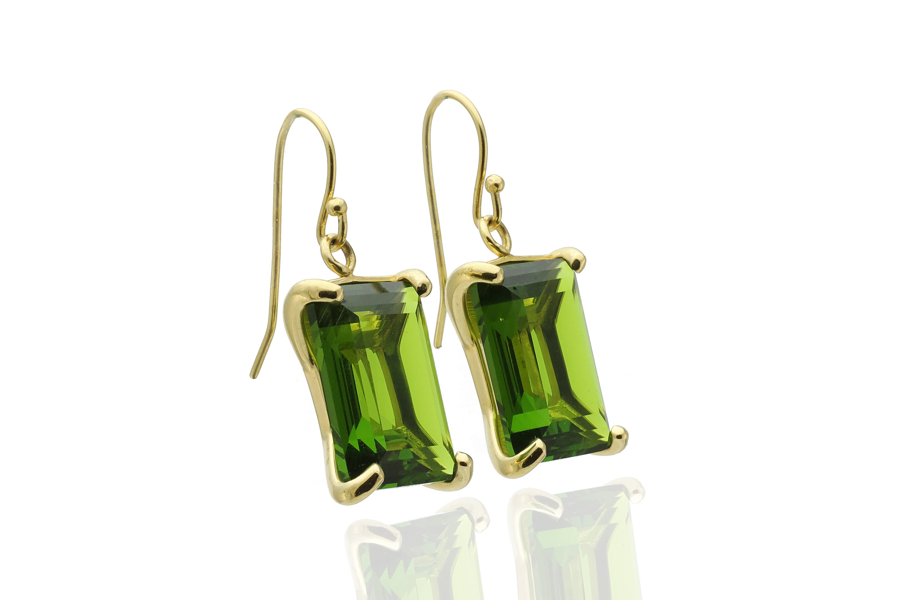Rectangular Peridot Dangle Gold Statement Earrings Earrings Anemone Jewelry