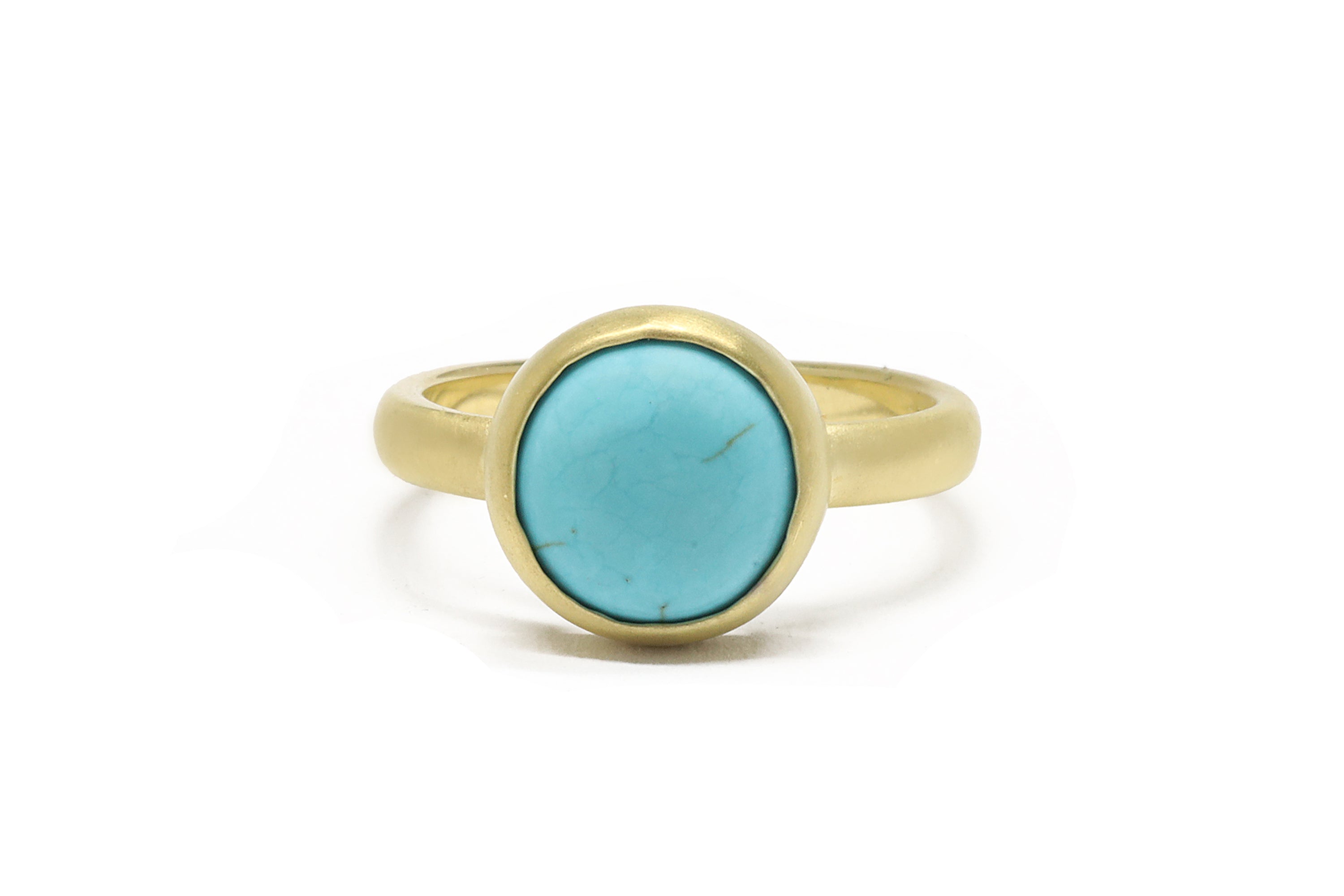 Gold Bezel Round Stackable Turquoise Ring Rings Anemone Limited