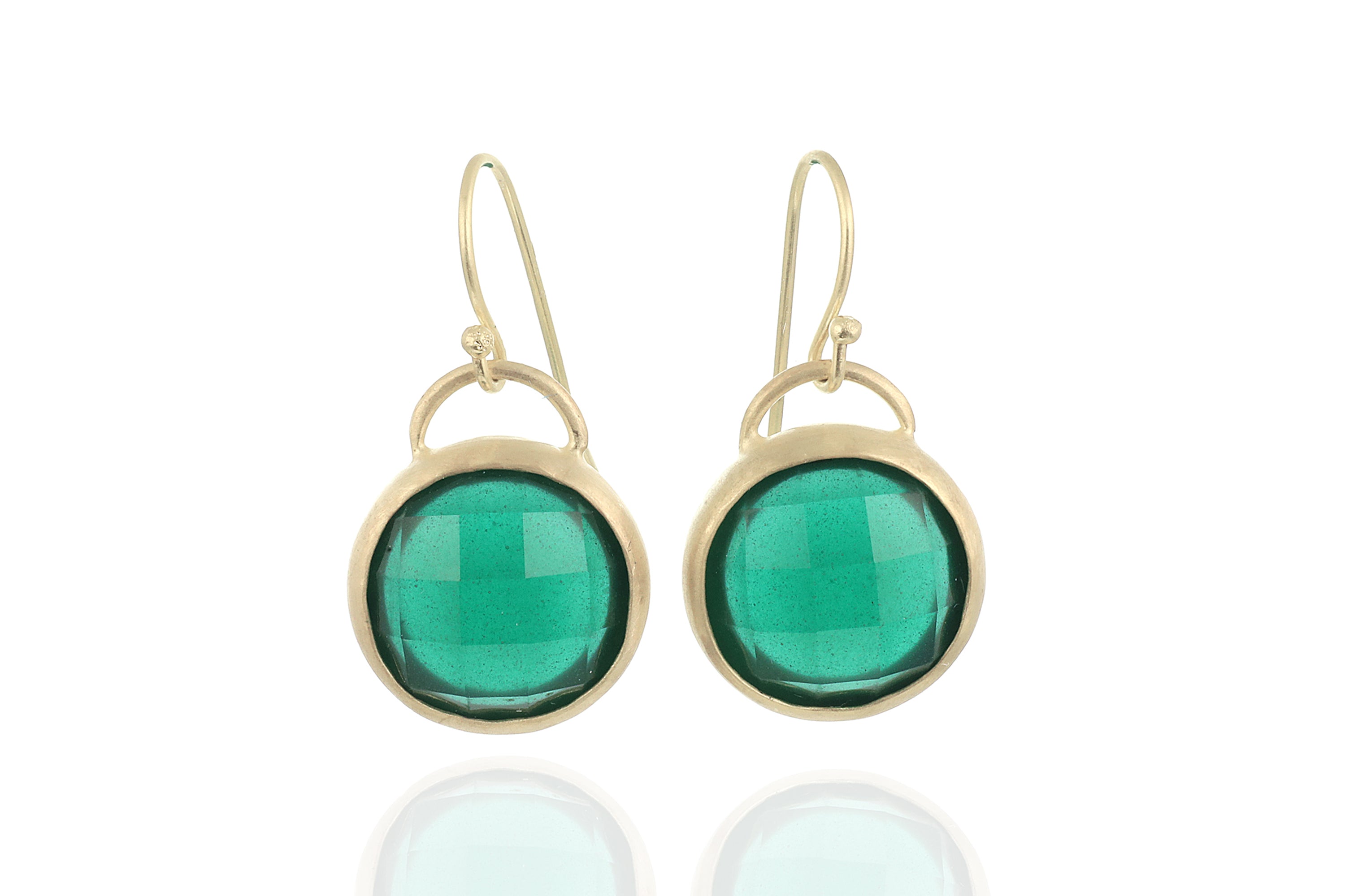 Bezel Dangle Green Onyx Earrings in 14k Gold Earrings Anemone Limited