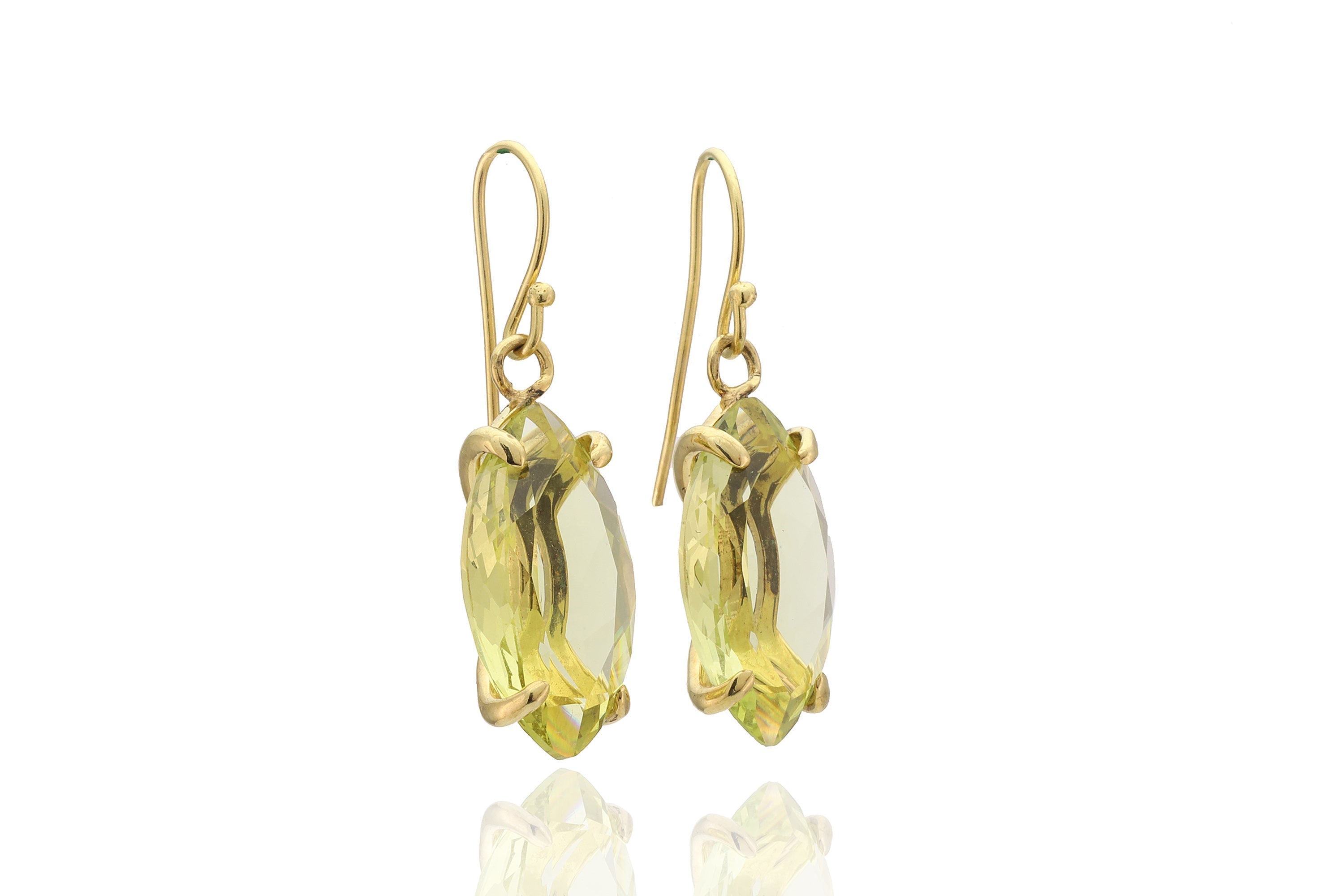 Lemon Quartz Marquise Dangle Gold Earrings Earrings Anemone Jewelry