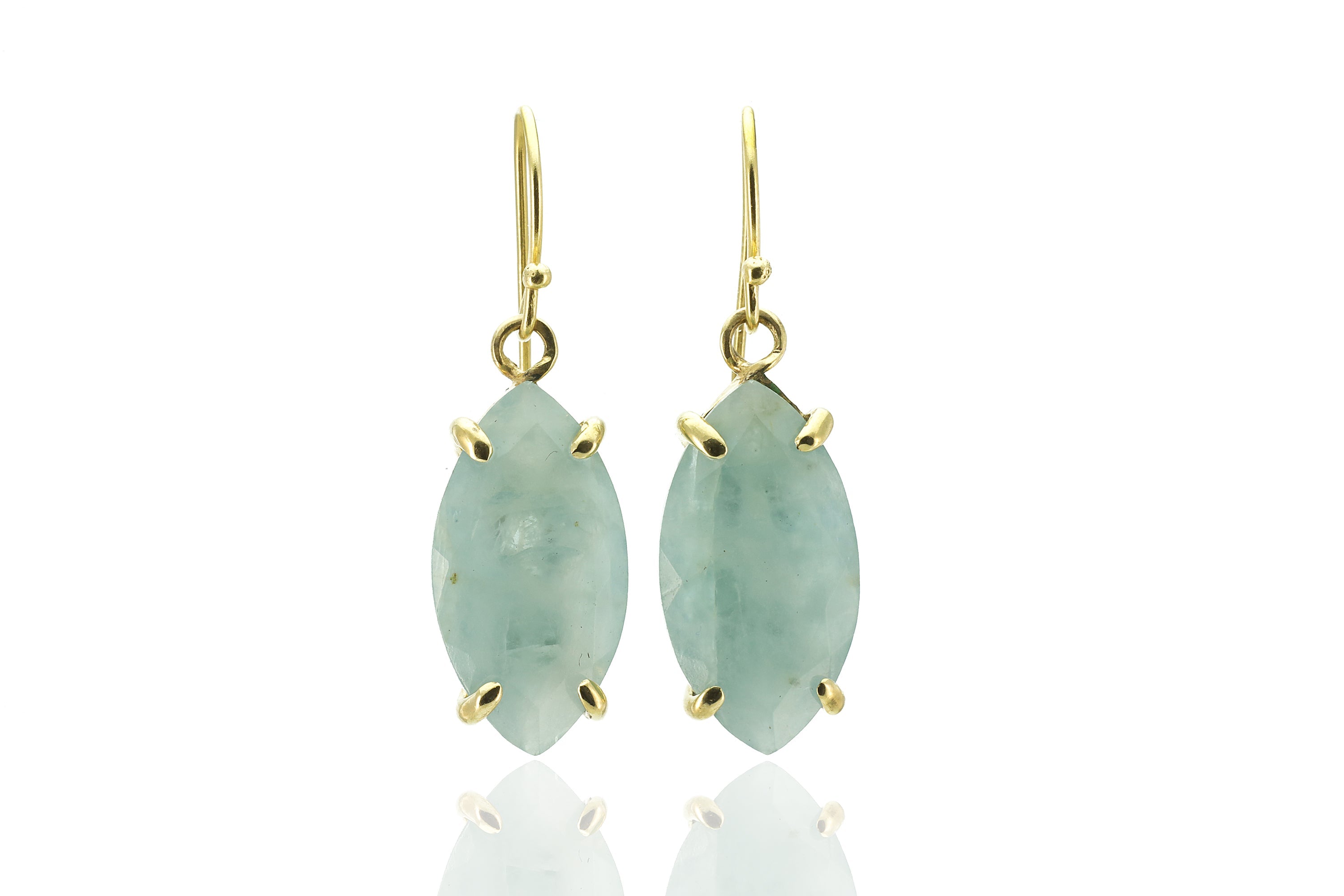 Marquise Cut Aquamarine Gemstone Gold Earrings Earrings Anemone Jewelry