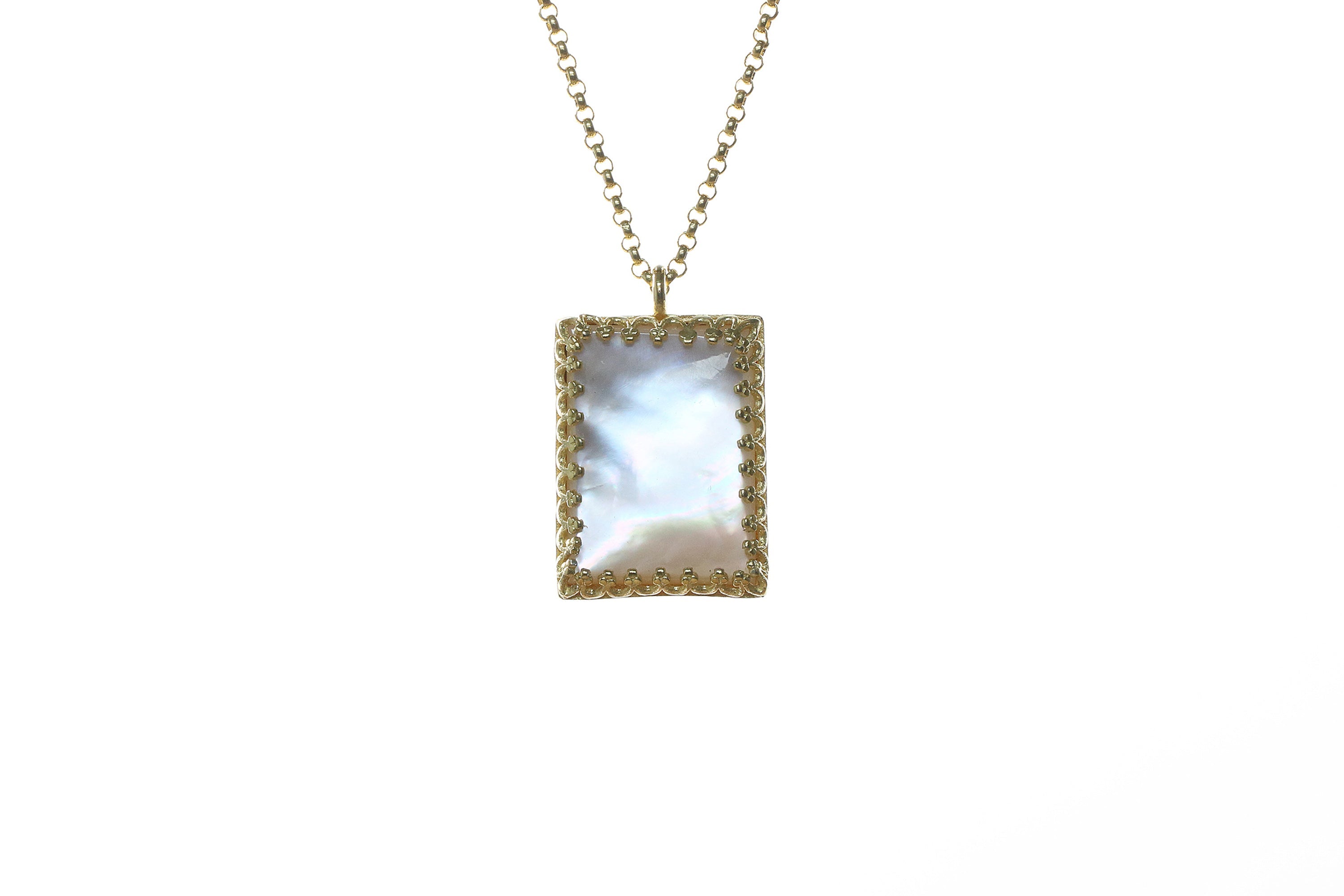 Exquisite Statement Mother of Pearl Gold Necklace necklaces Anemone Jewelry