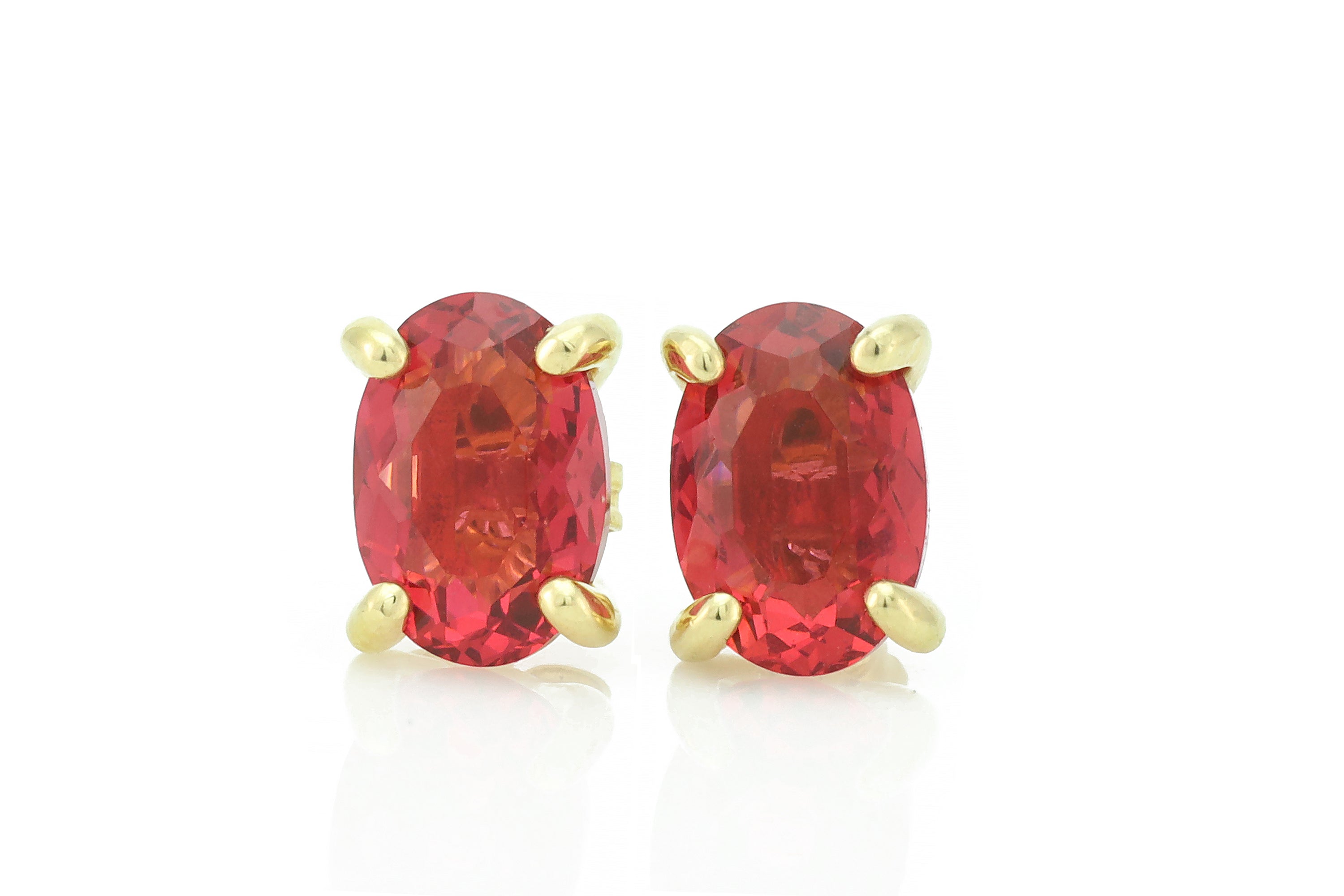 Pink Tourmaline Oval Cut Gold Stud Earrings Earrings Anemone Unique