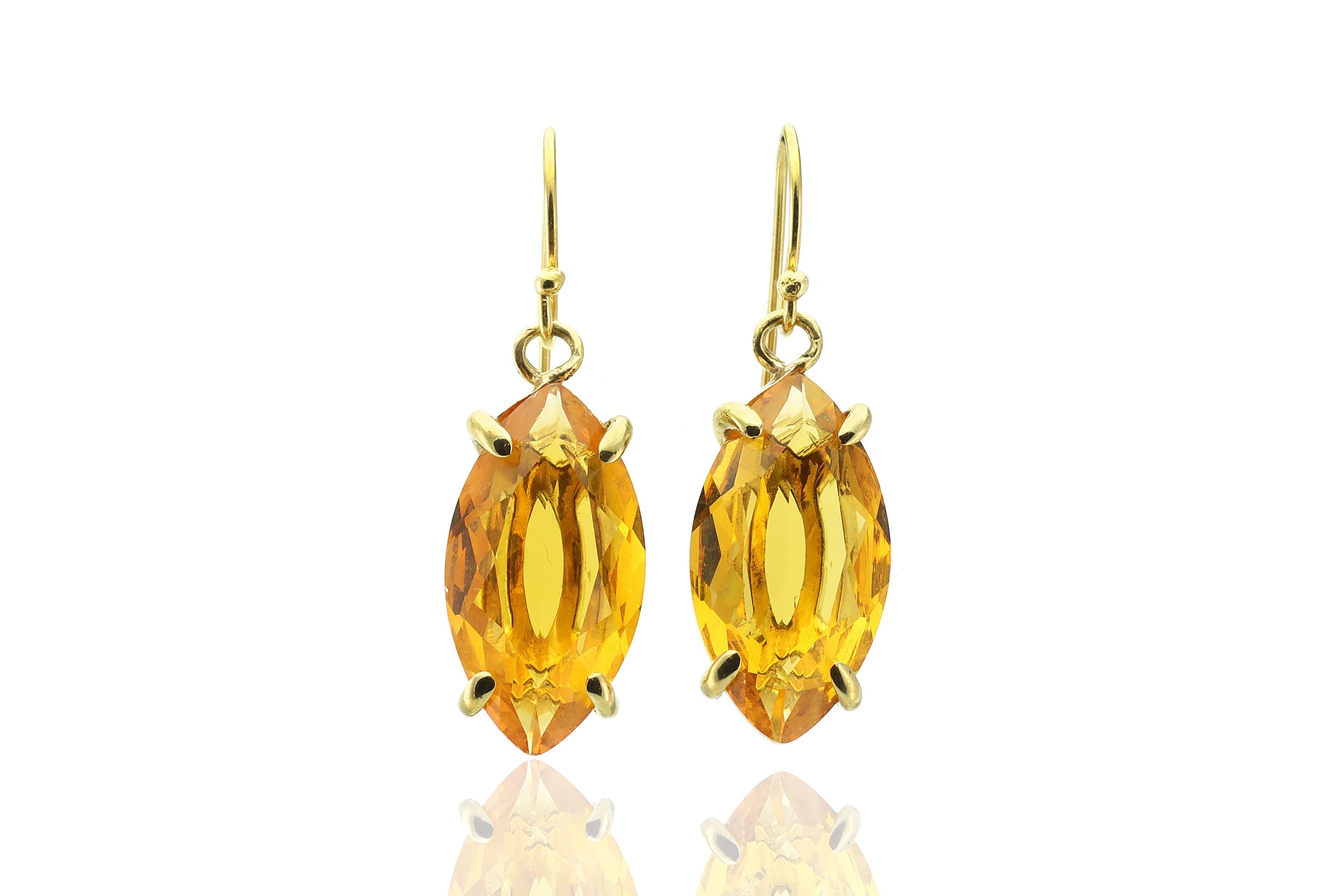 Citrine Marquise Long Dangle Gold Filled Earrings Earrings Anemone Jewelry