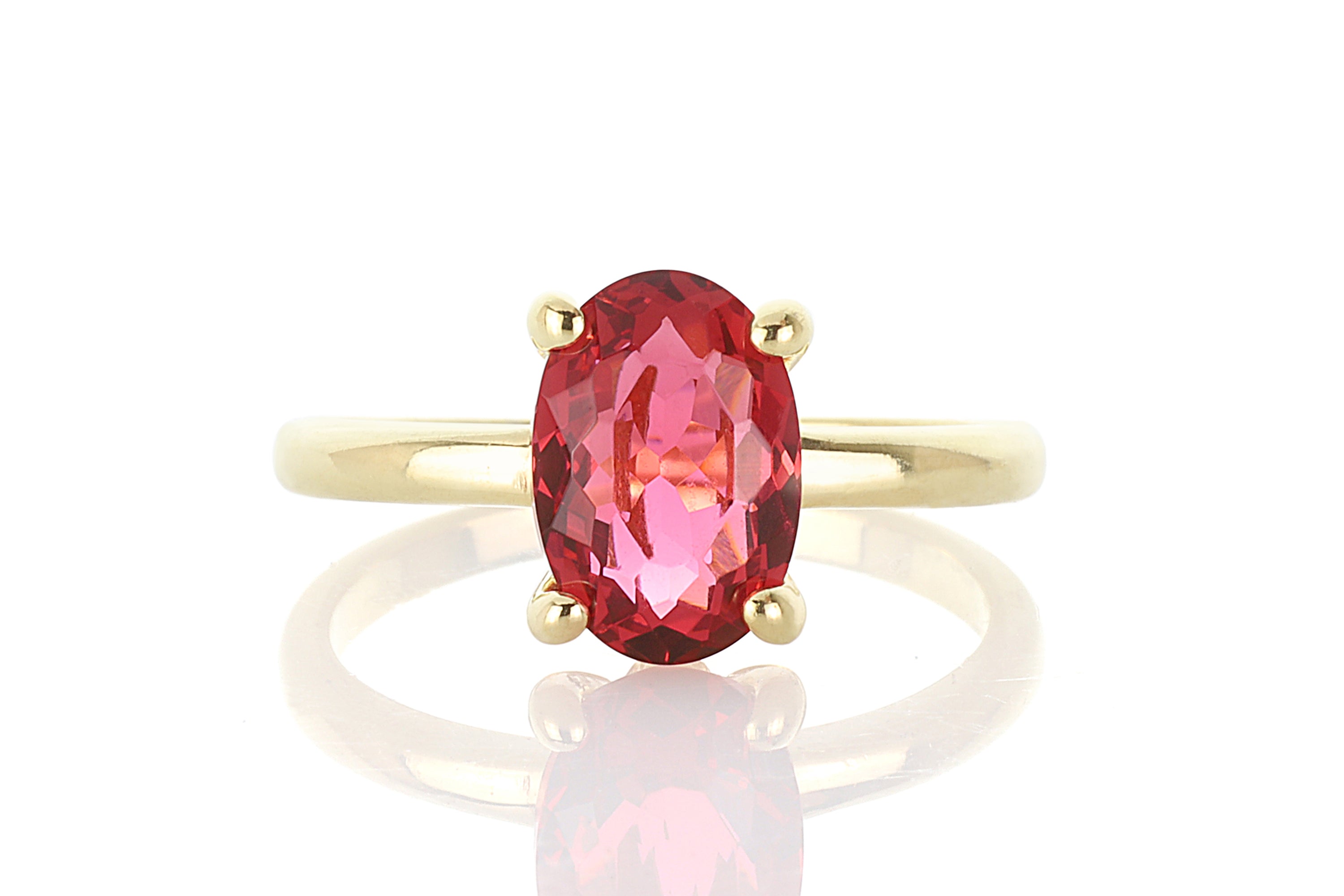 Oval Pink Tourmaline Solitaire Gold Ring Rings Anemone Unique