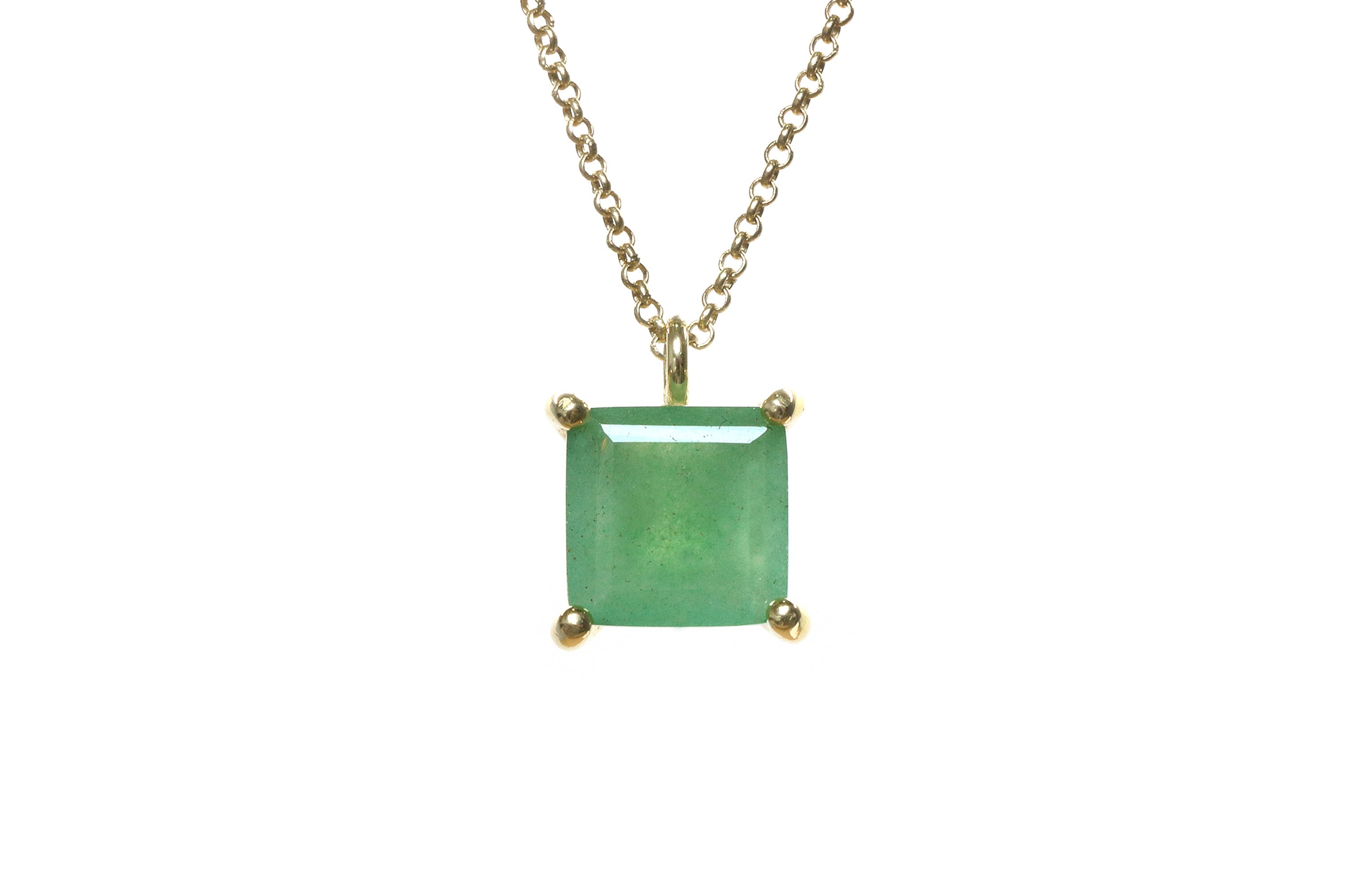 Vibrant Green Aventurine Gold Pendant Necklace necklaces Anemone Unique