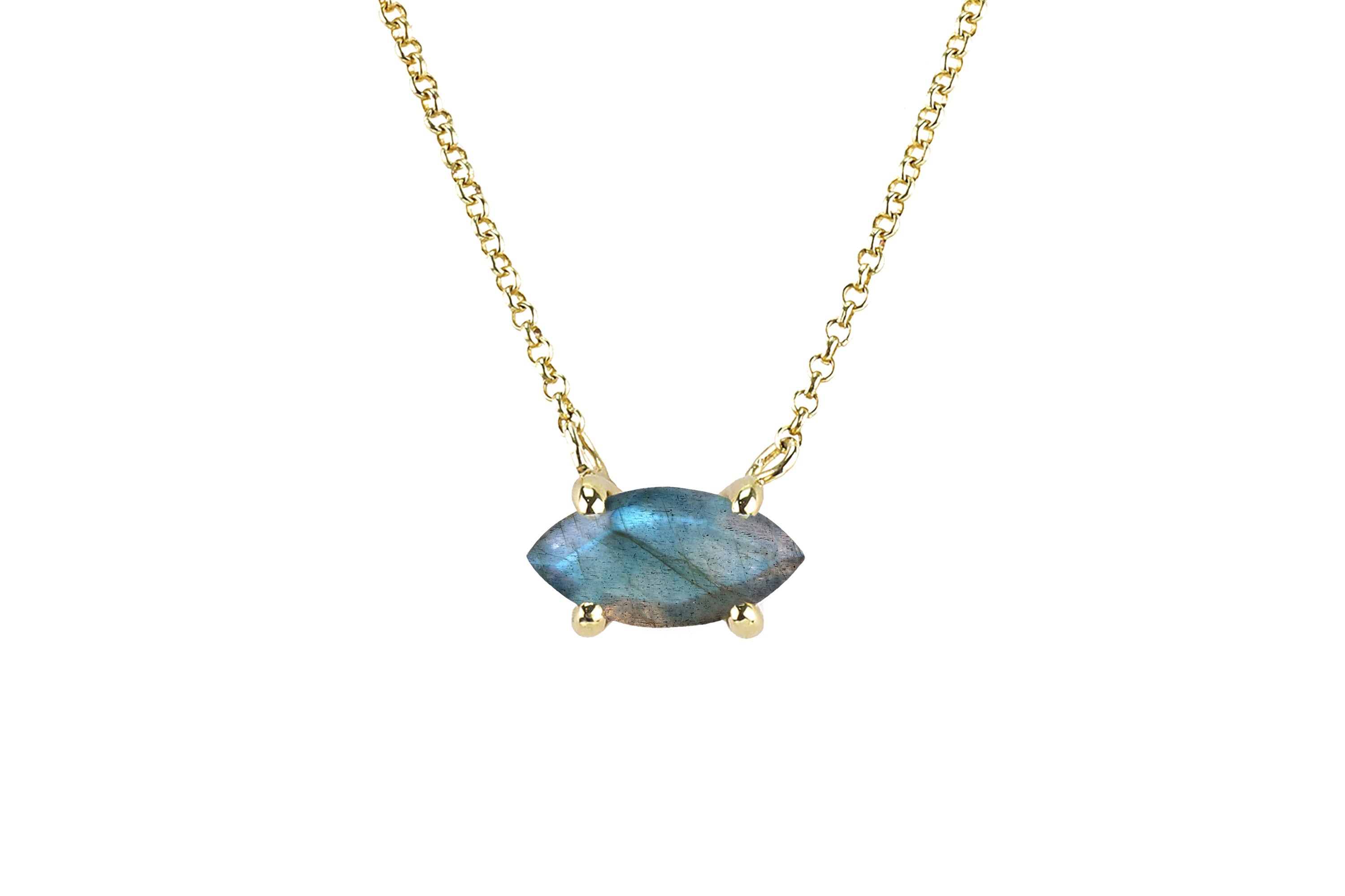 Labradorite Marquise Cut Pendant Gold Necklace necklaces Anemone Unique