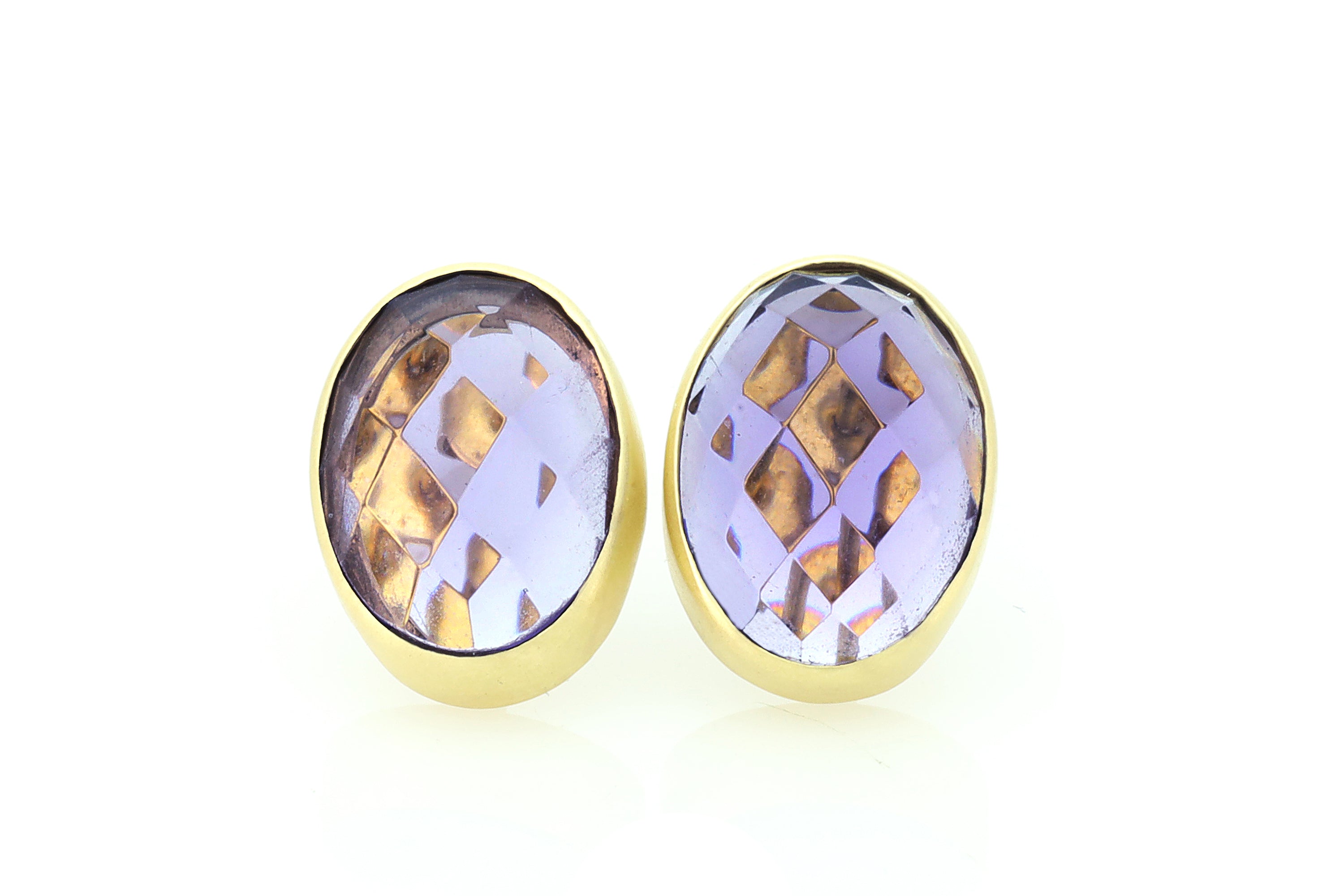 14k Gold Oval Stud Earrings Amethyst Earrings Earrings Anemone Limited