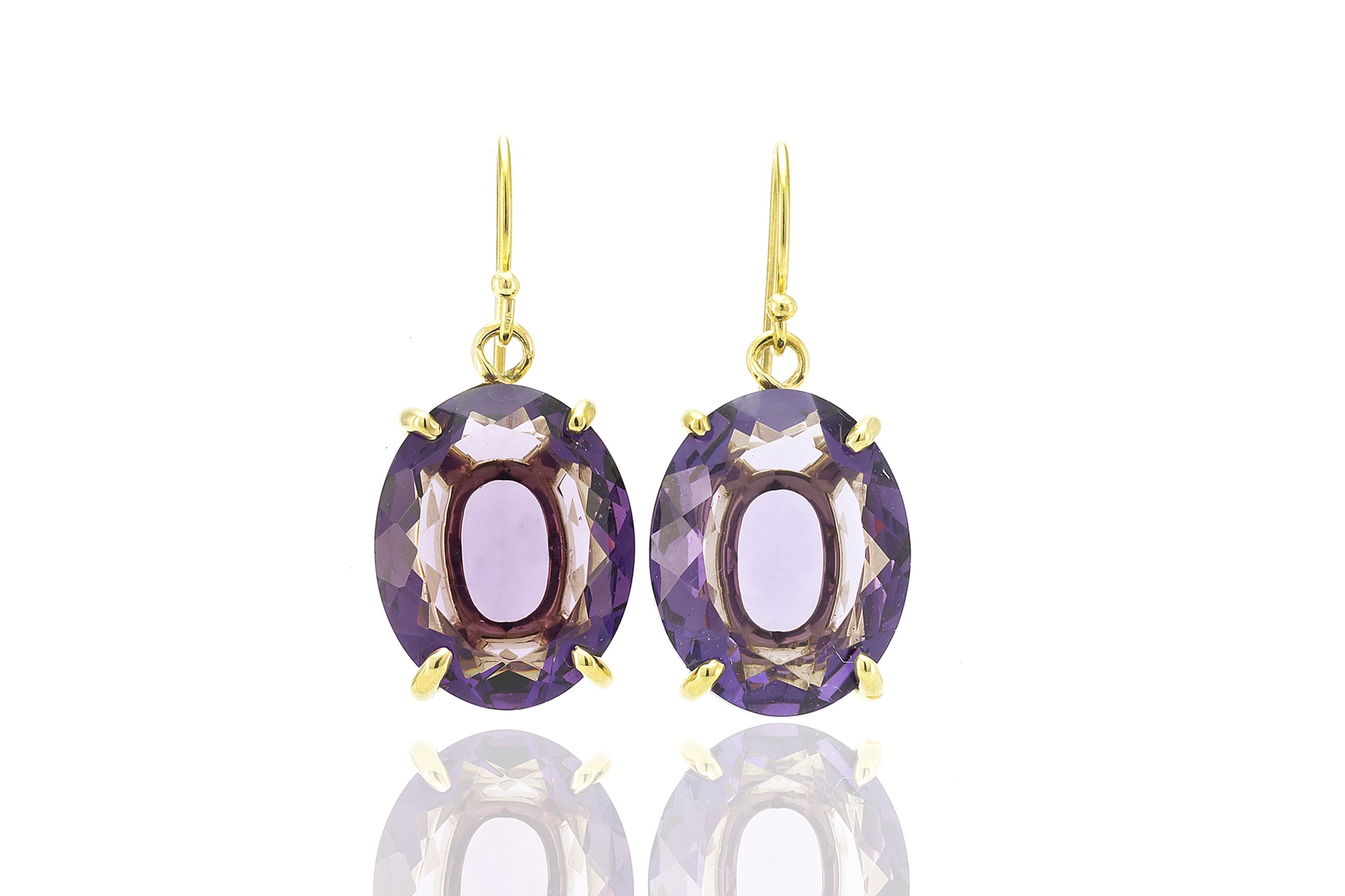 Amethyst Gold Oval Dangle Earrings for Women Earrings Anemone Jewelry