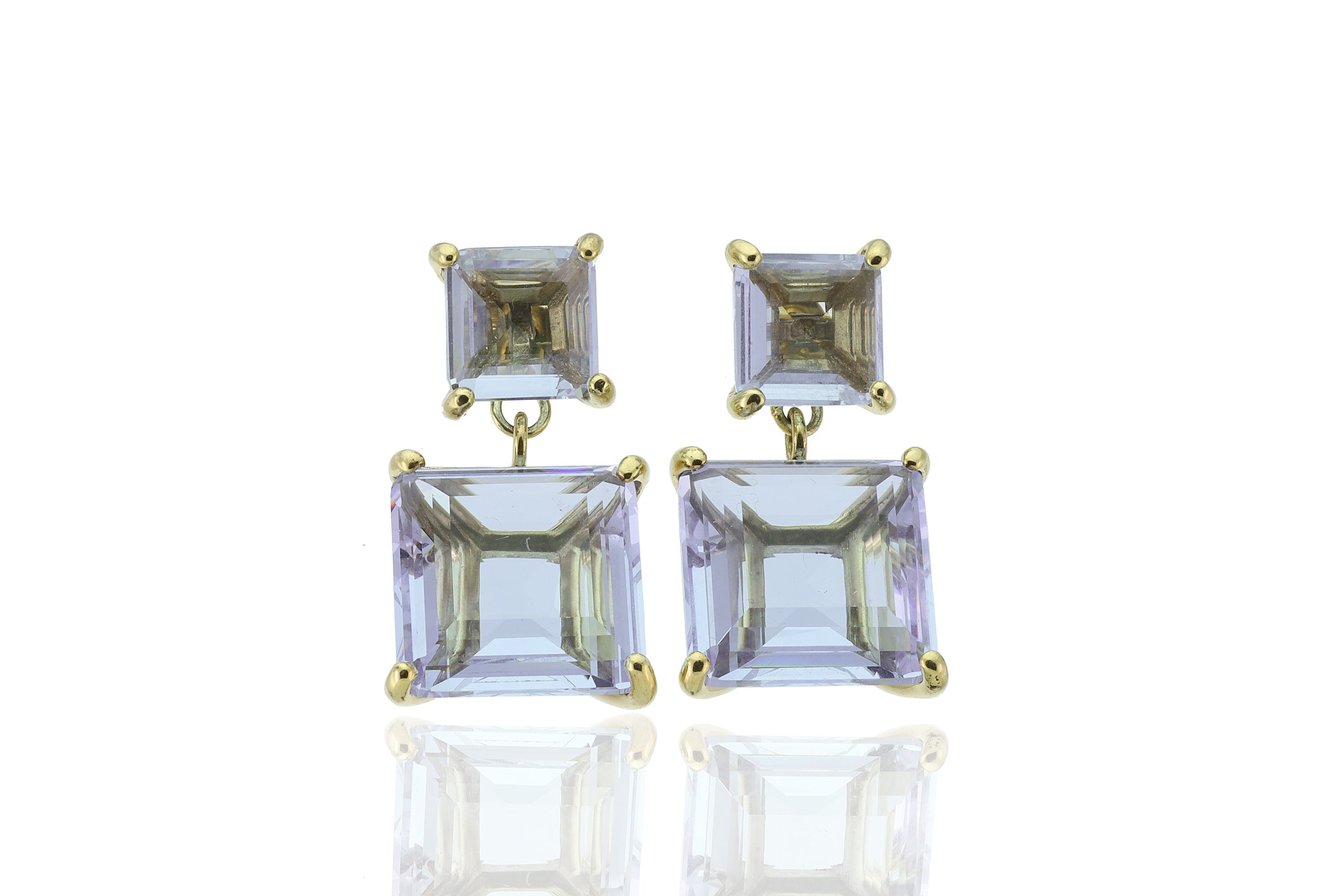 Handmade Gold Two Stone Tanzanite Dangle Earrings Earrings Anemone Jewelry