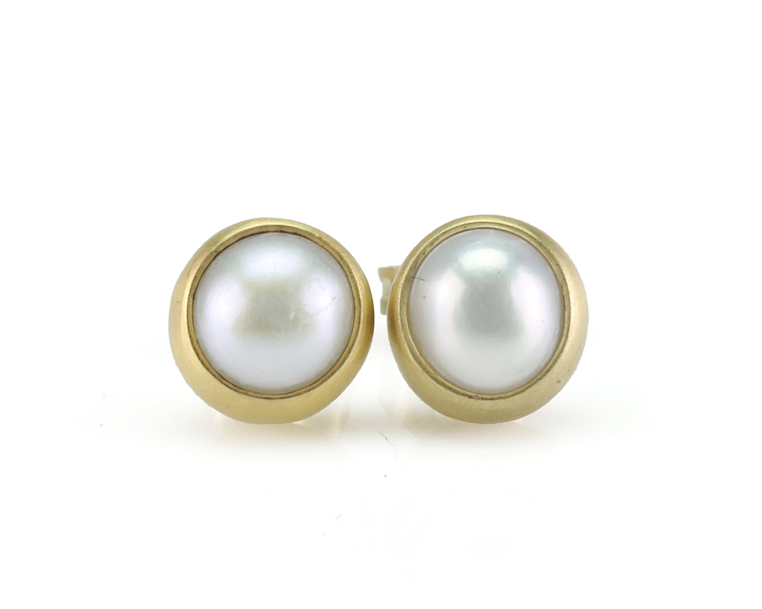 Gold White Pearl 6mm Stud Gold Earrings Earrings Anemone Limited