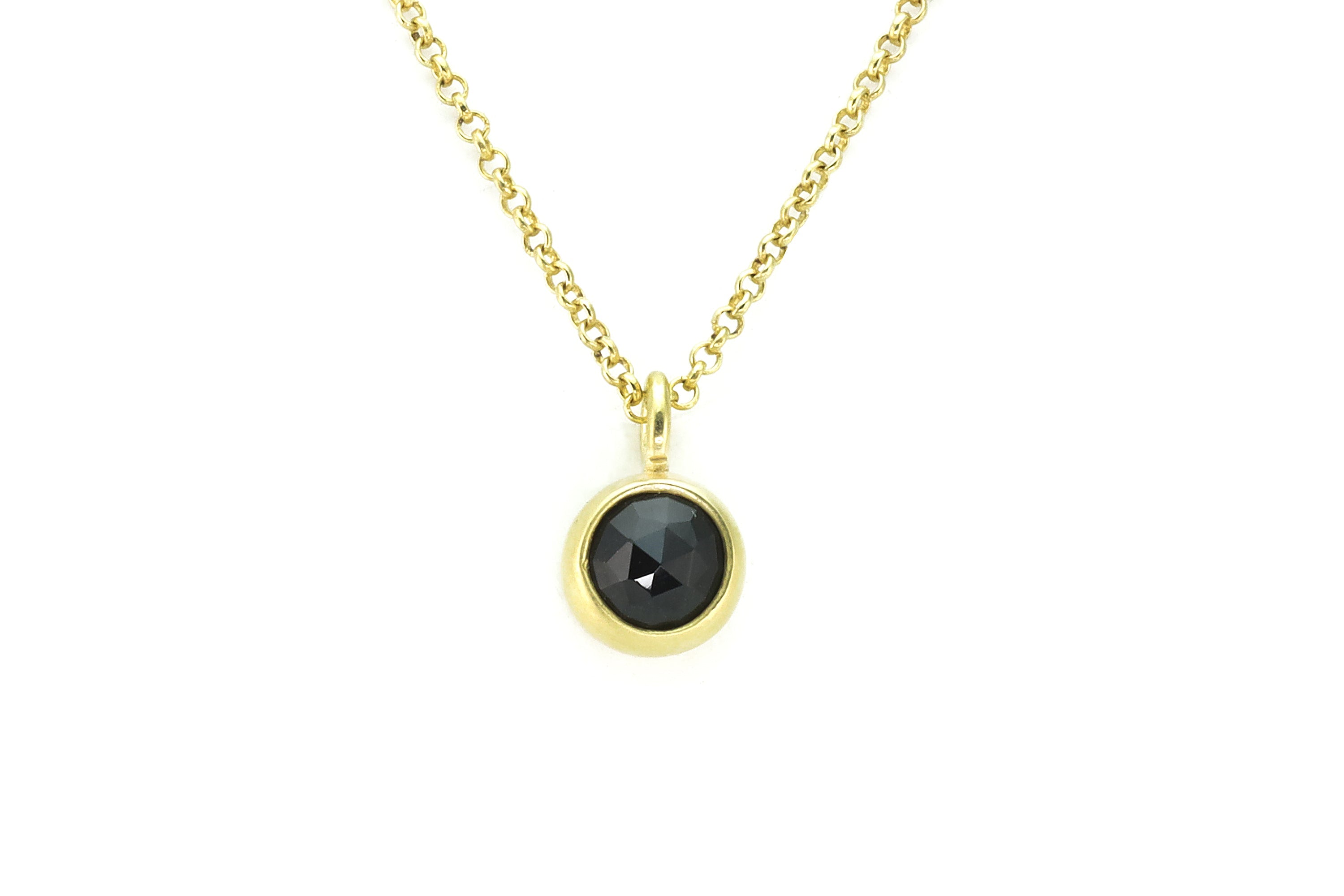 Black Onyx Minimalist Bezel Set Gold Pendant Necklace necklaces Anemone Limited