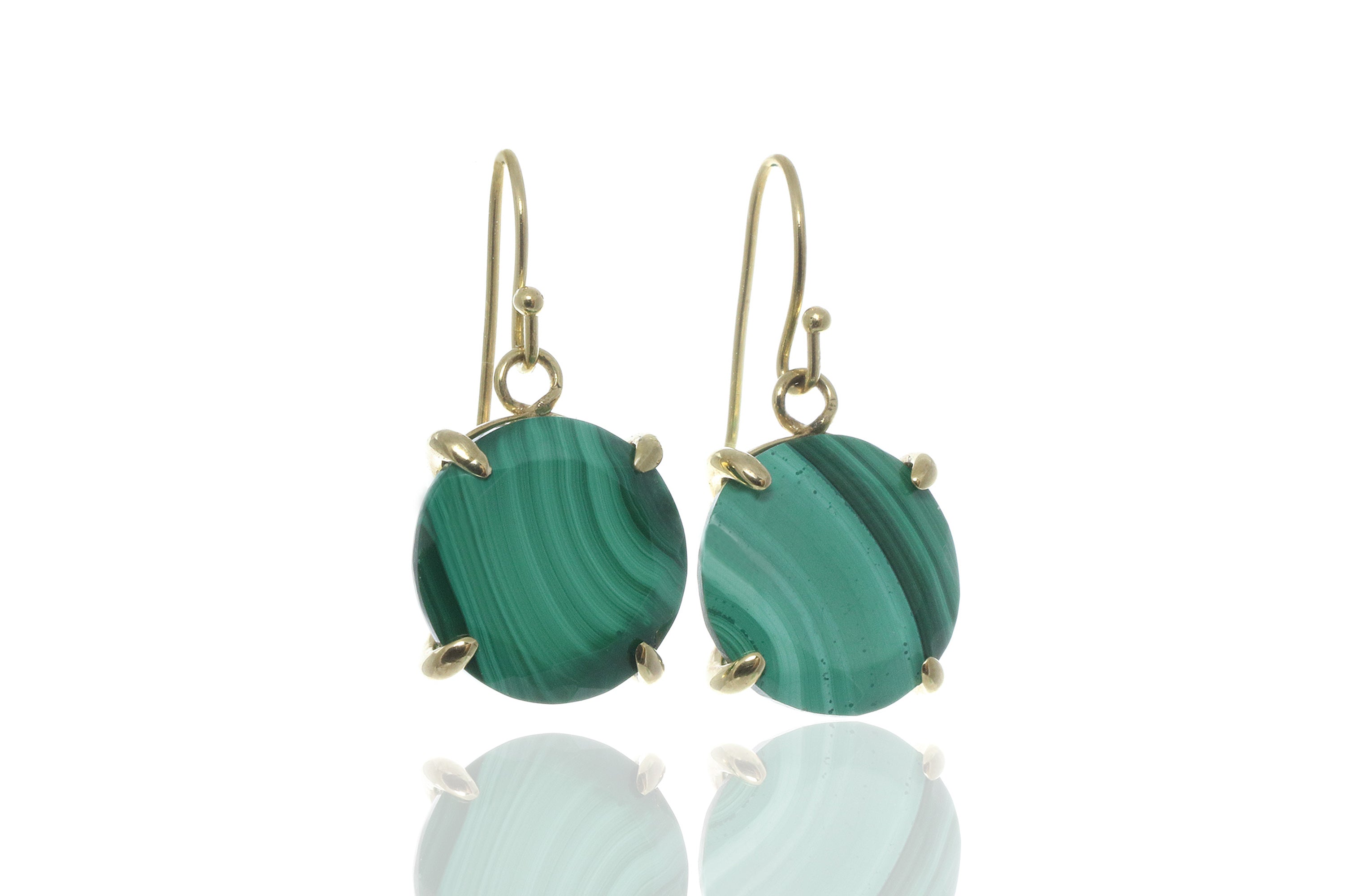 Alluring Unique Malachite Gold Earrings Earrings Anemone Jewelry