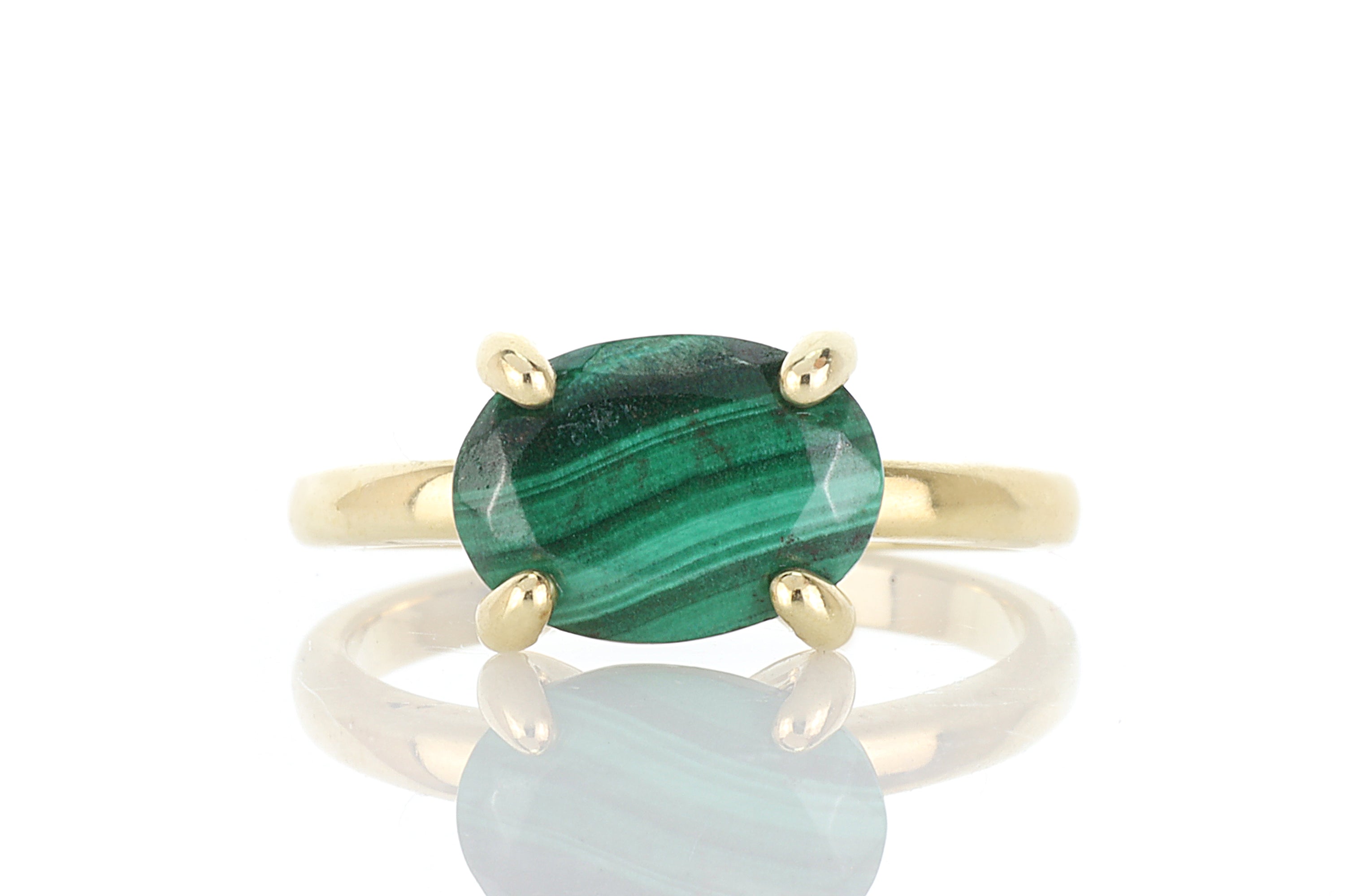 Green Malachite Gold Banded Ring Rings Anemone Unique