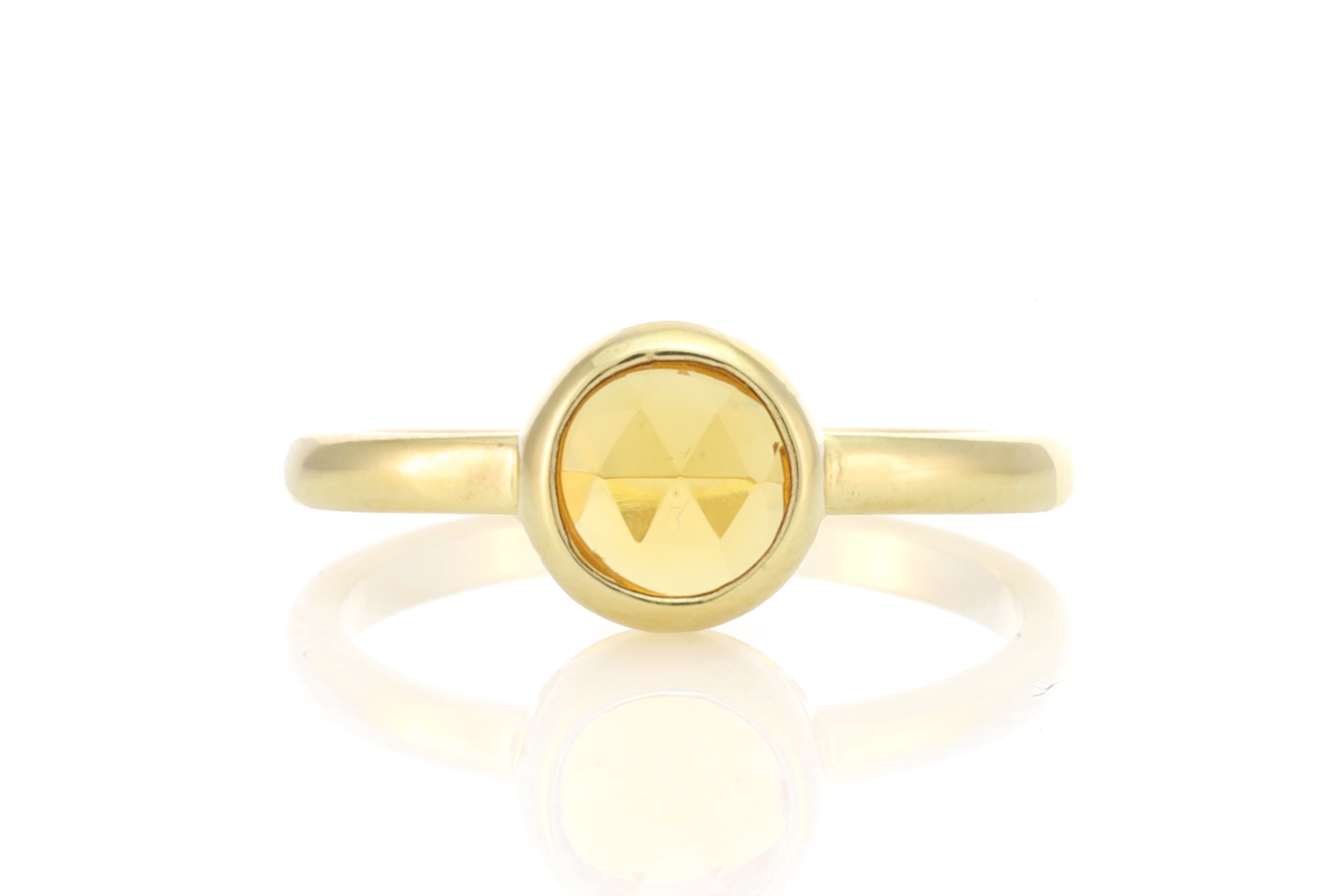 Citrine Gemstone Bezel Gold Stacking Ring Rings Anemone Limited