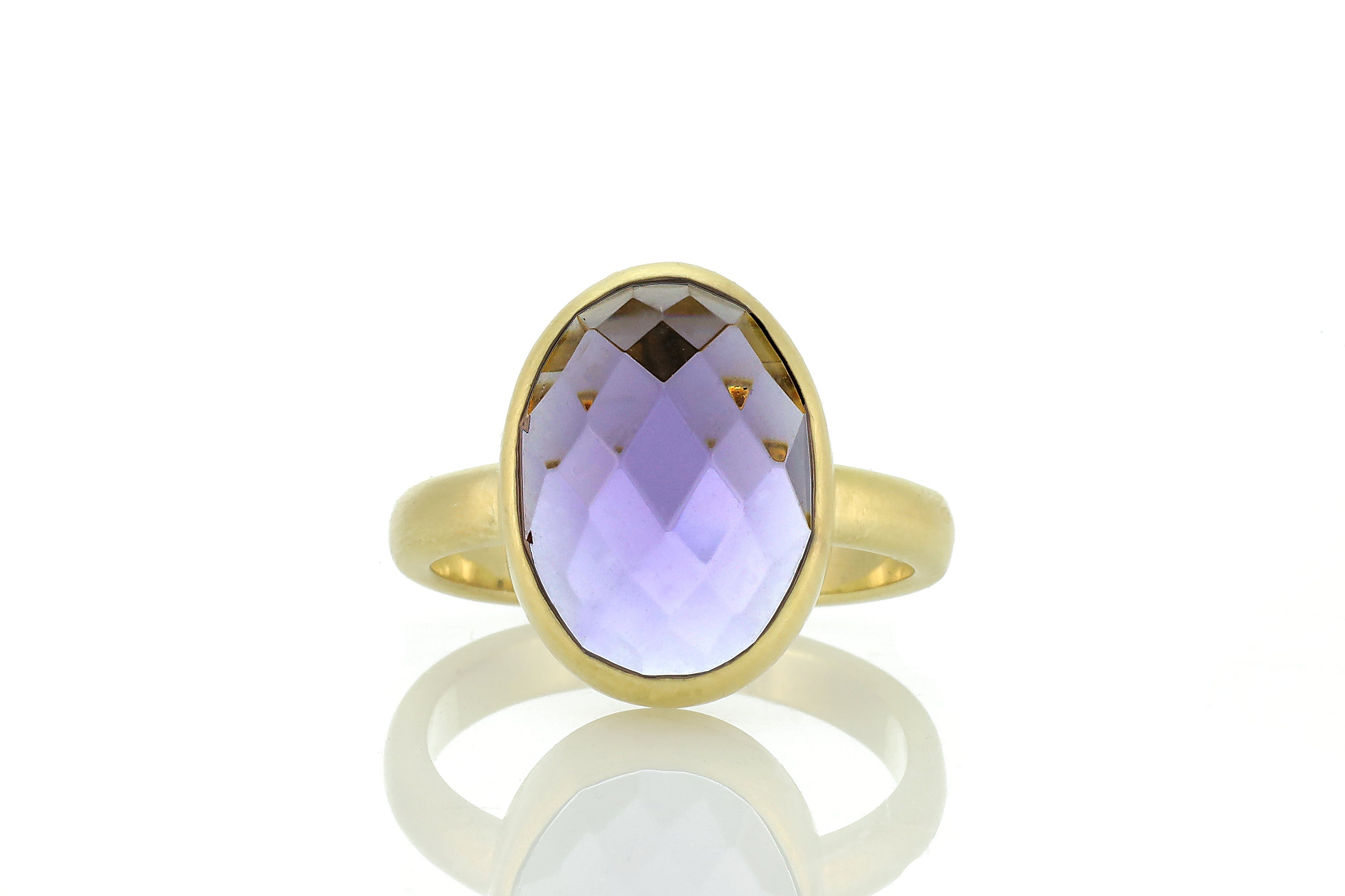 Gold Bezel Amethyst Oval Gemstone Ring Rings Anemone Limited