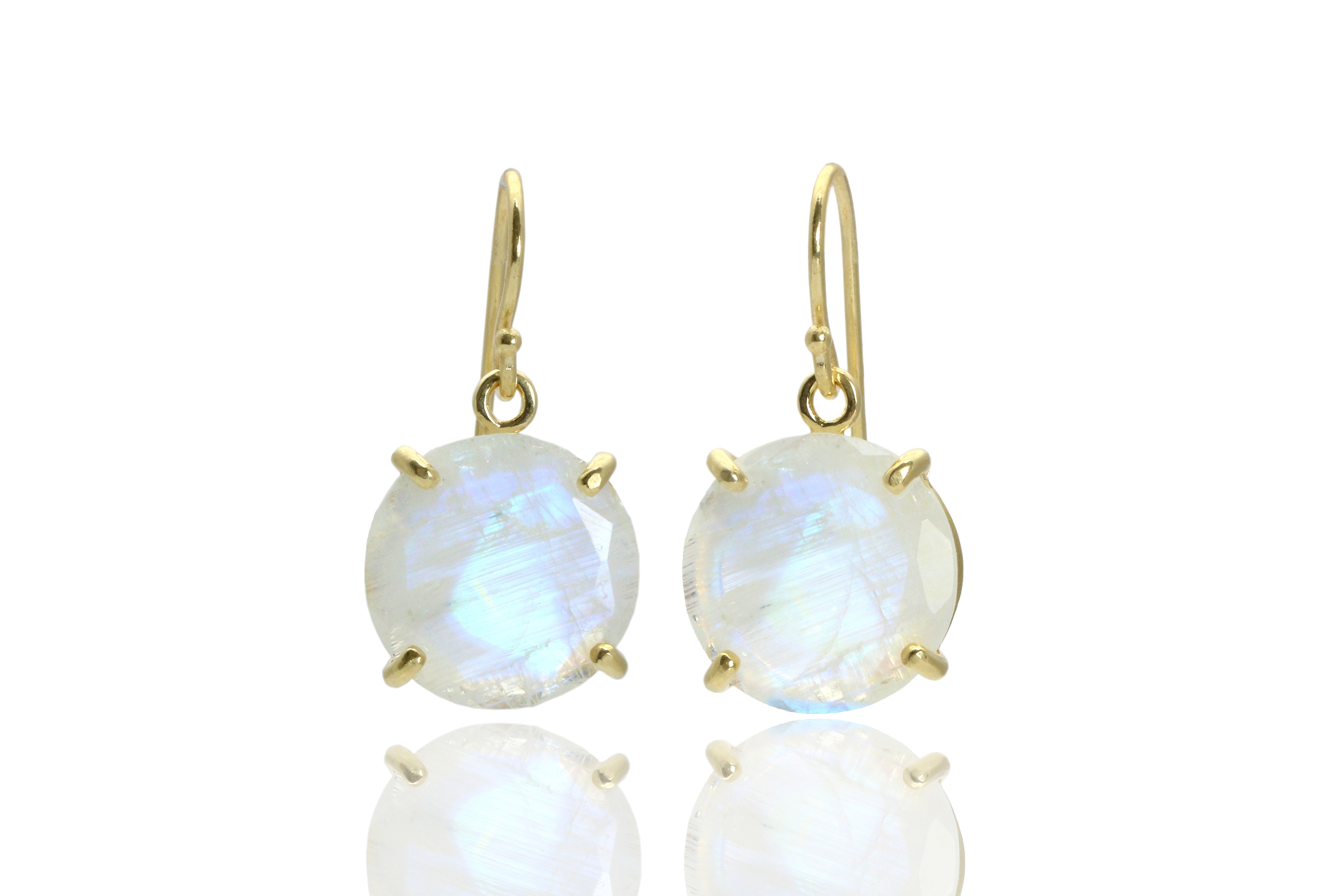 Artisan Moonstone 14k Gold Dangle Earrings Earrings Anemone Jewelry