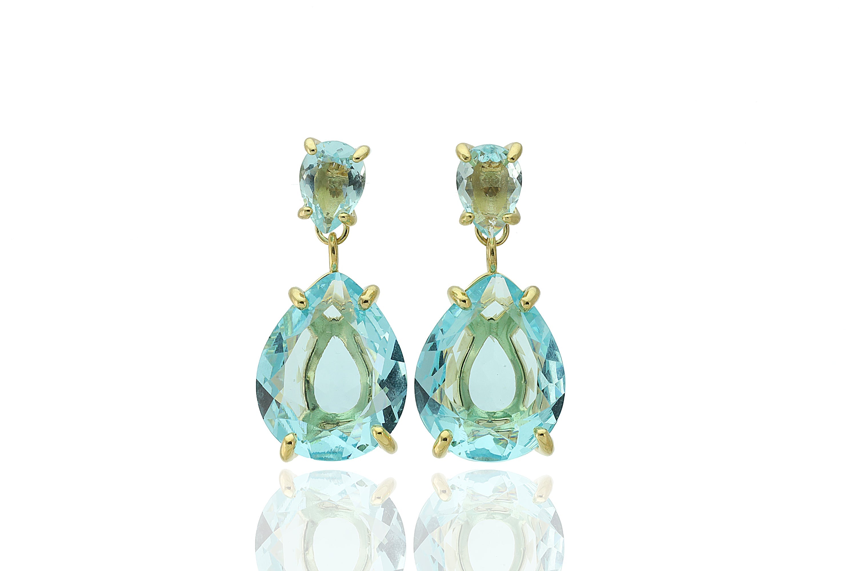 Blue Topaz Gold Pear Earrings Earrings Anemone Jewelry