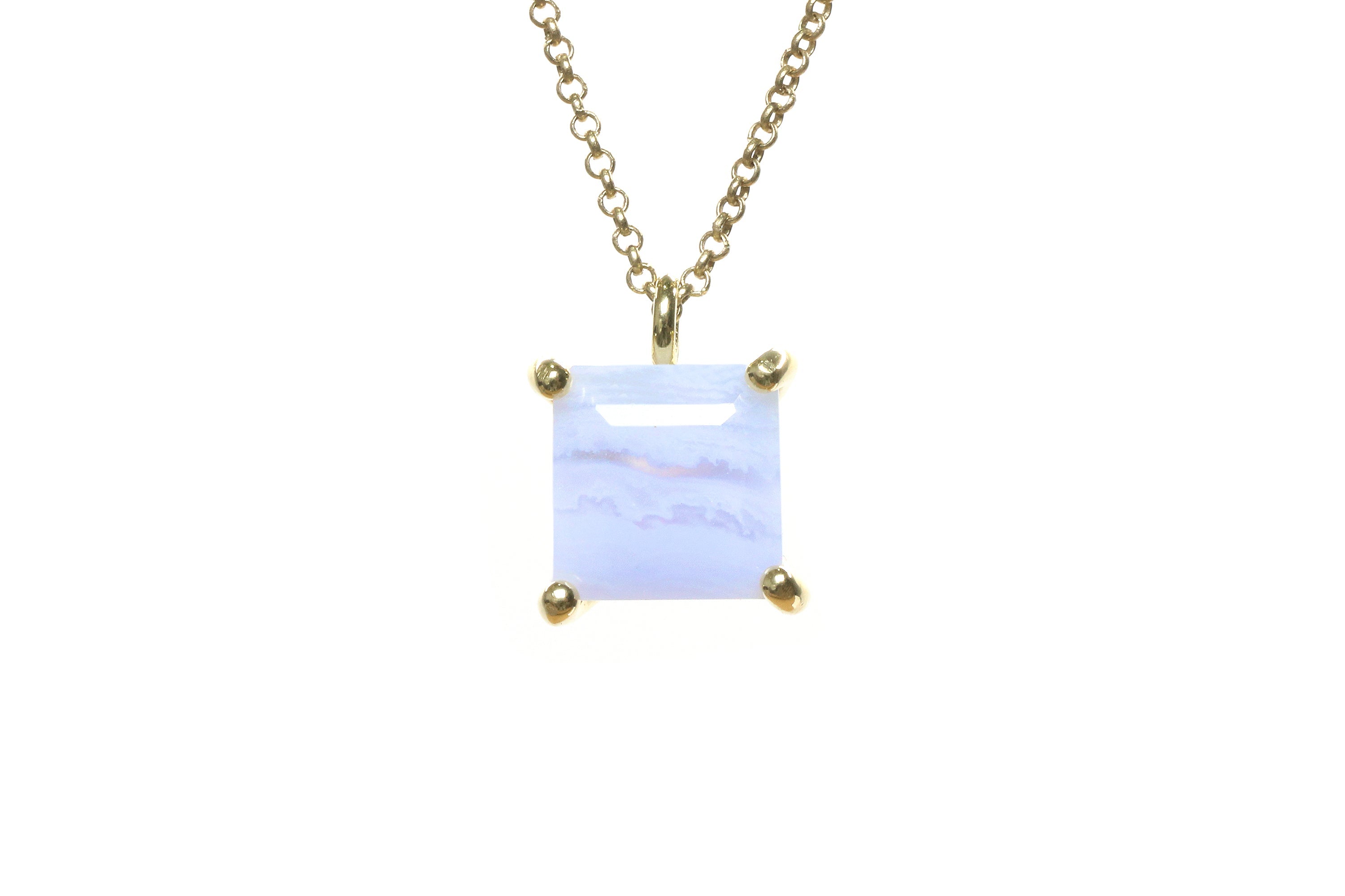 Adorable Gold Blue Lace Agate Necklace necklaces Anemone Unique