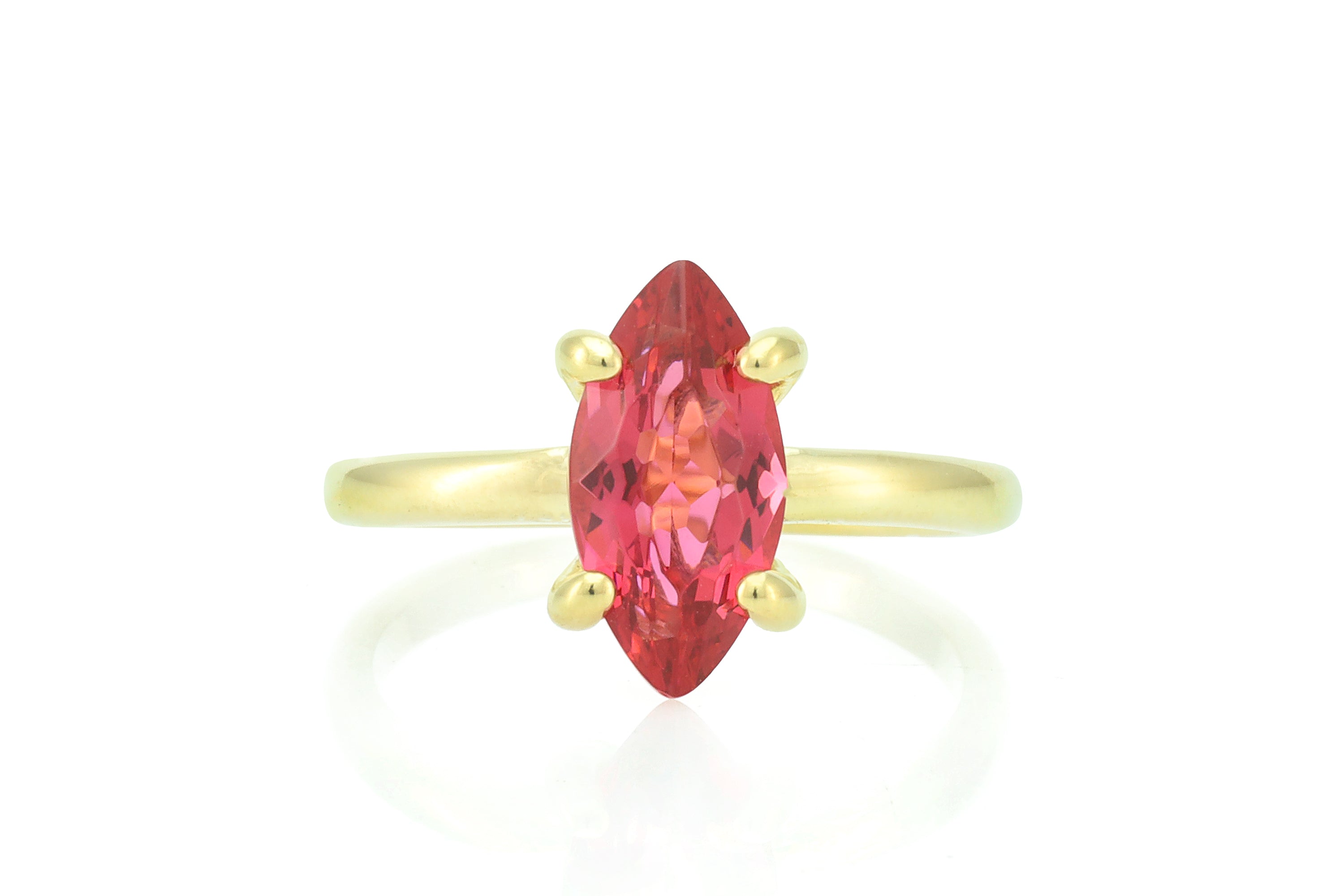 Vertical Setting Pink Tourmaline Solid Gold Ring Rings Anemone Unique