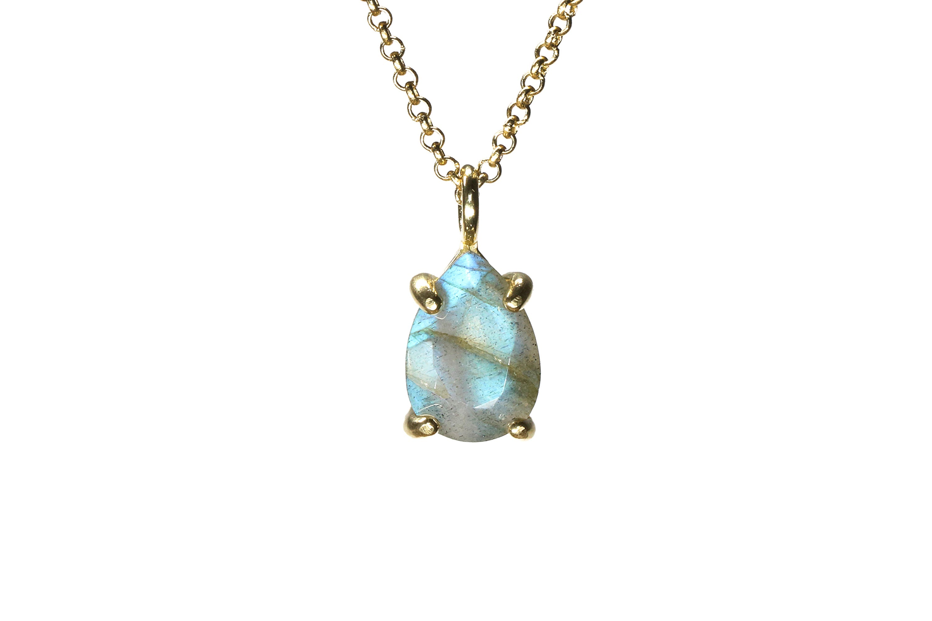 Pear Labradorite Pendant in Gold Necklace necklaces Anemone Unique