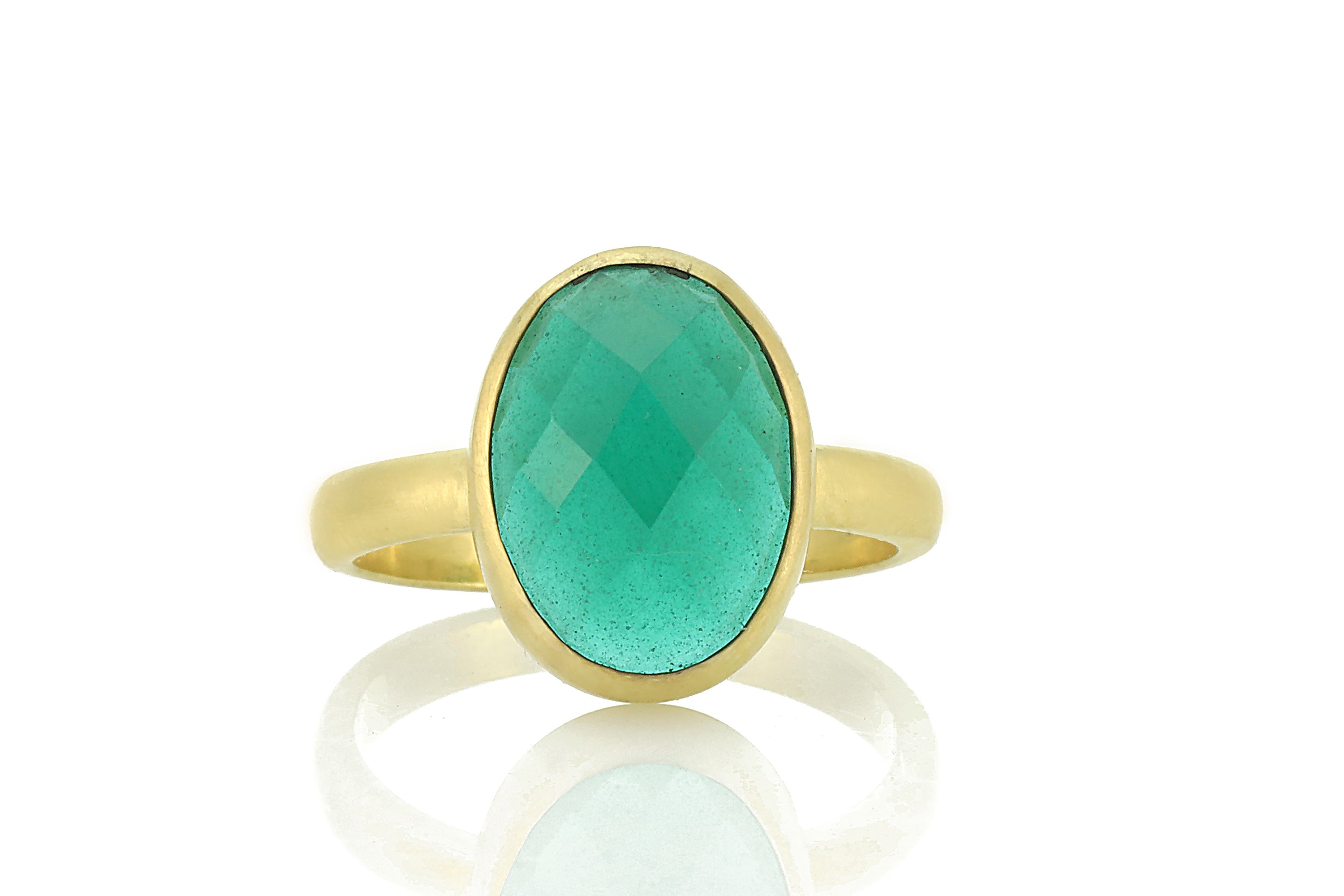 Elegant Oval Cut Green Onyx Gold Ring Rings Anemone Limited