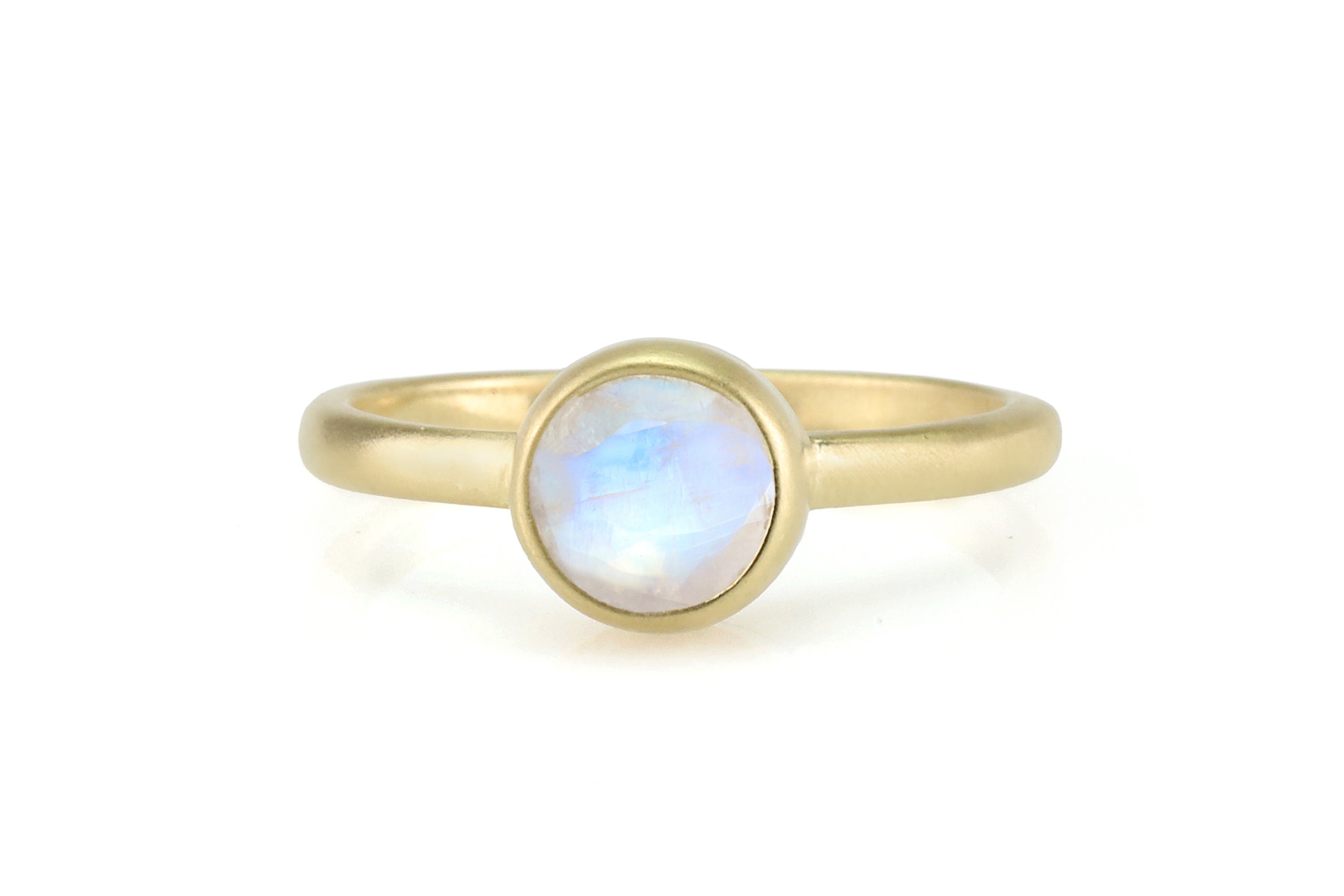 14k Gold Stack Ring with Rainbow Moonstone Rings Anemone Limited