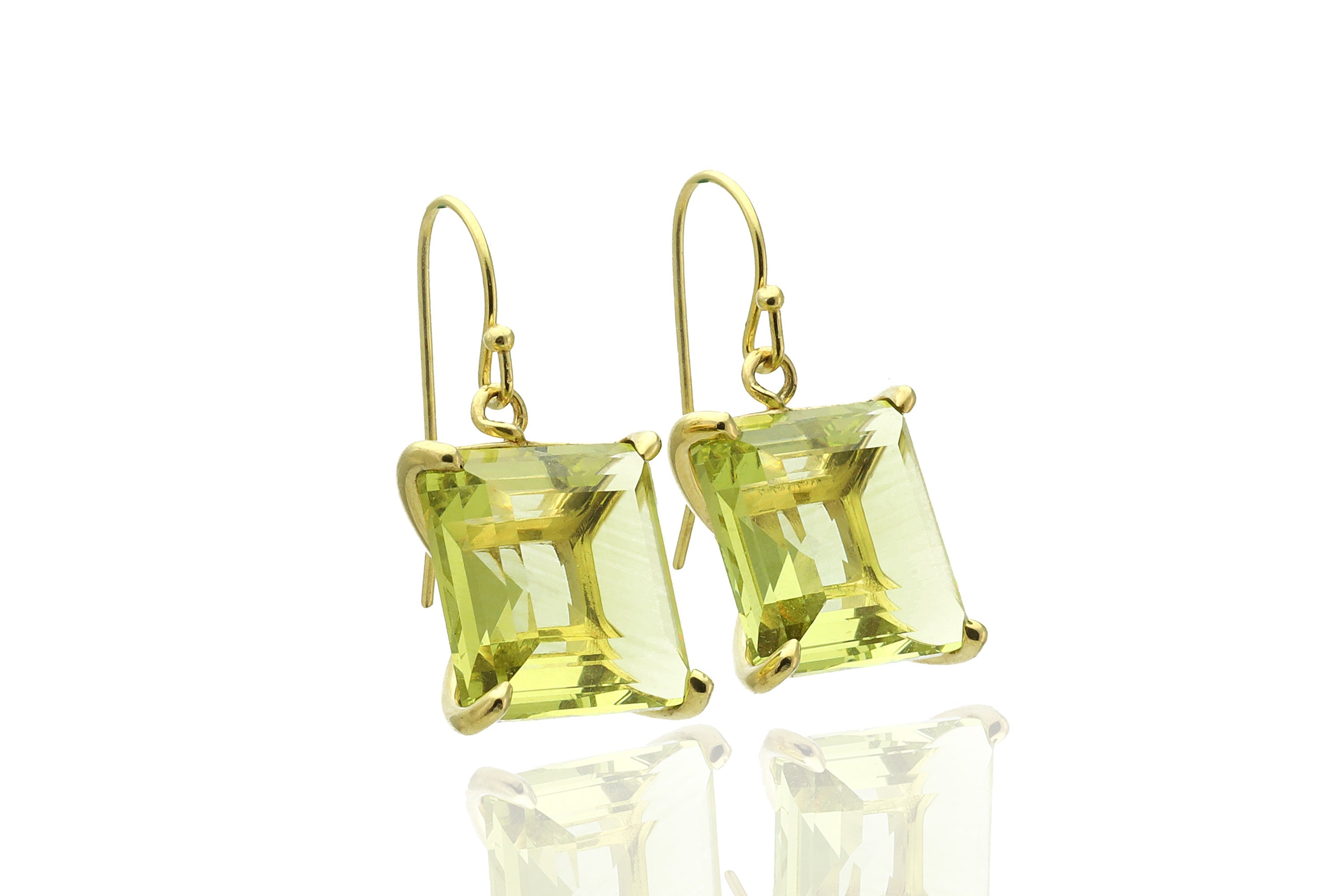 Lemon Quartz Square Bridal Gold Earrings Earrings Anemone Jewelry