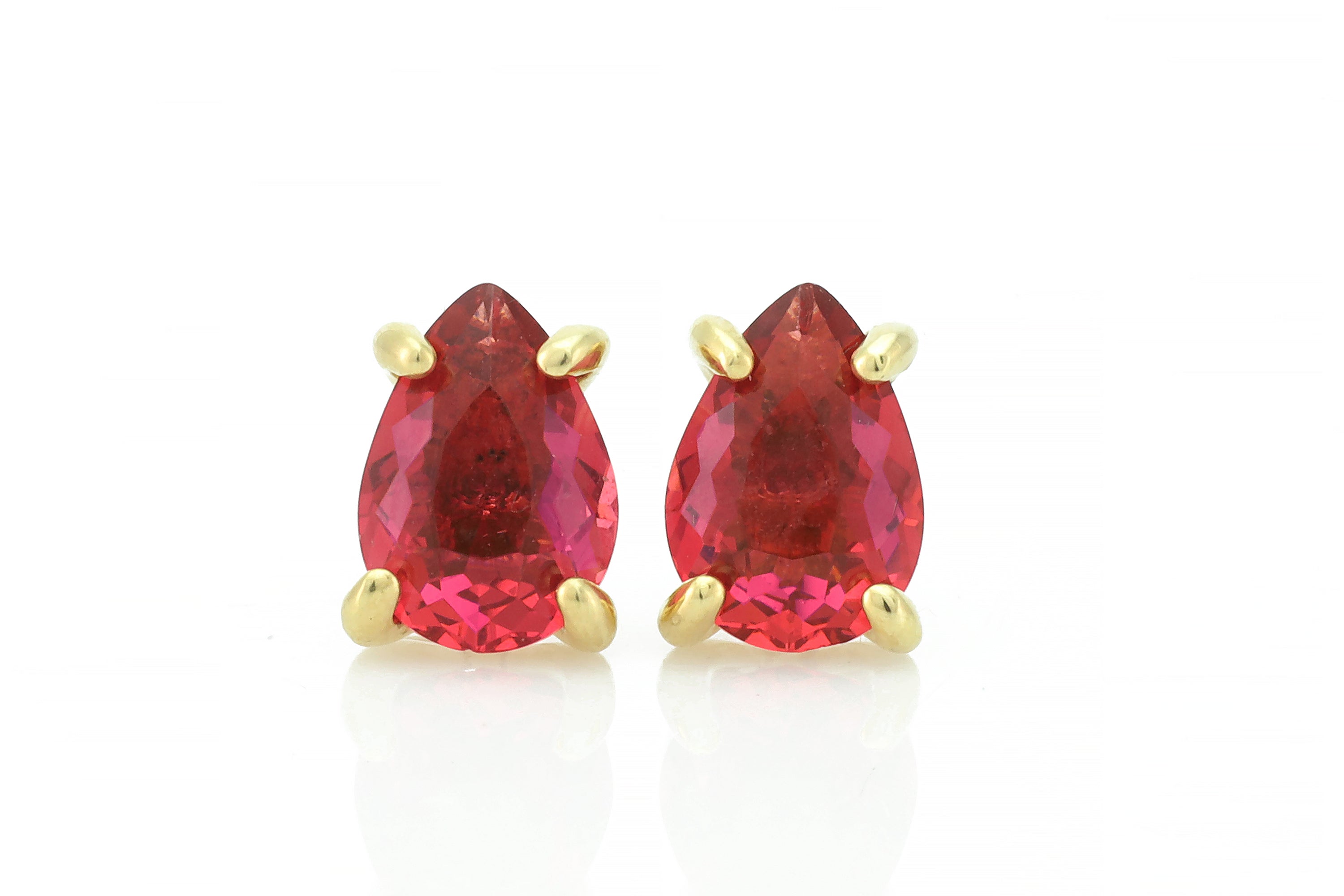 Stunning Pear Shape Pink Tourmaline Gold Earrings Earrings Anemone Unique
