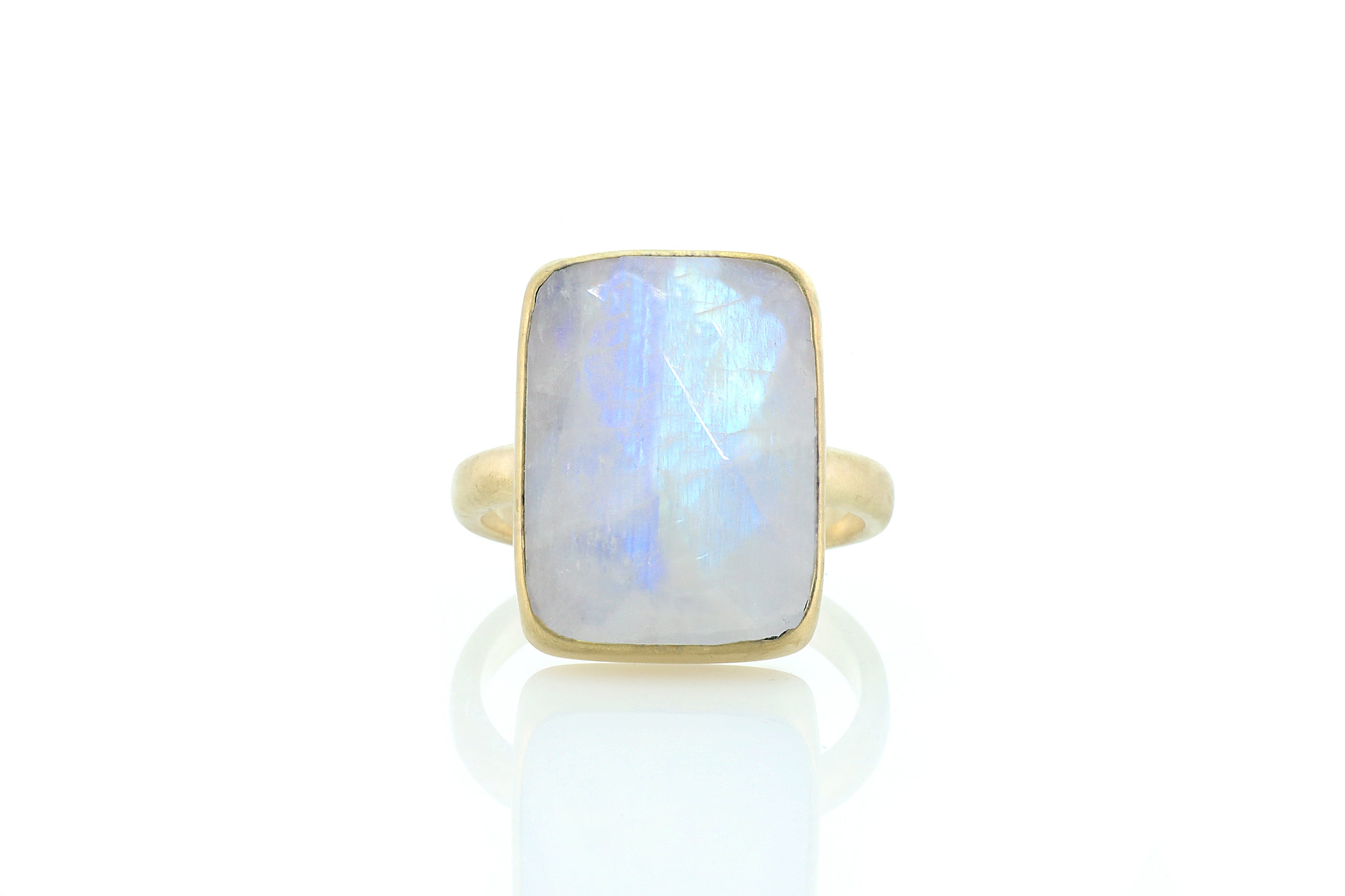 Gold Rectangle Rainbow Moonstone Ring Rings Anemone Limited